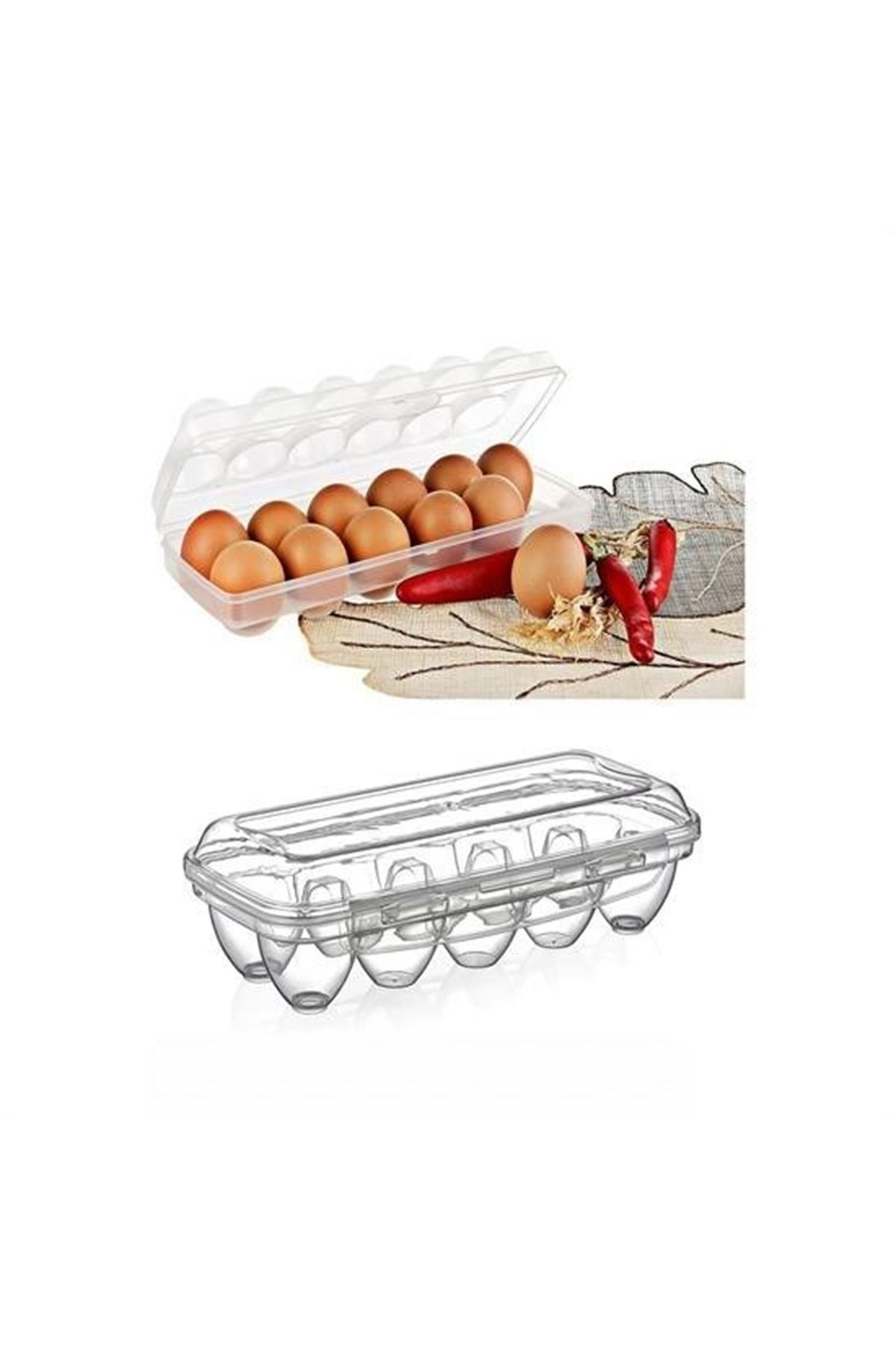 Tbl Dekor® 12li Şeffaf Kapaklı Kilitli Yumurta Saklama Kabı Kutusu Aparatı