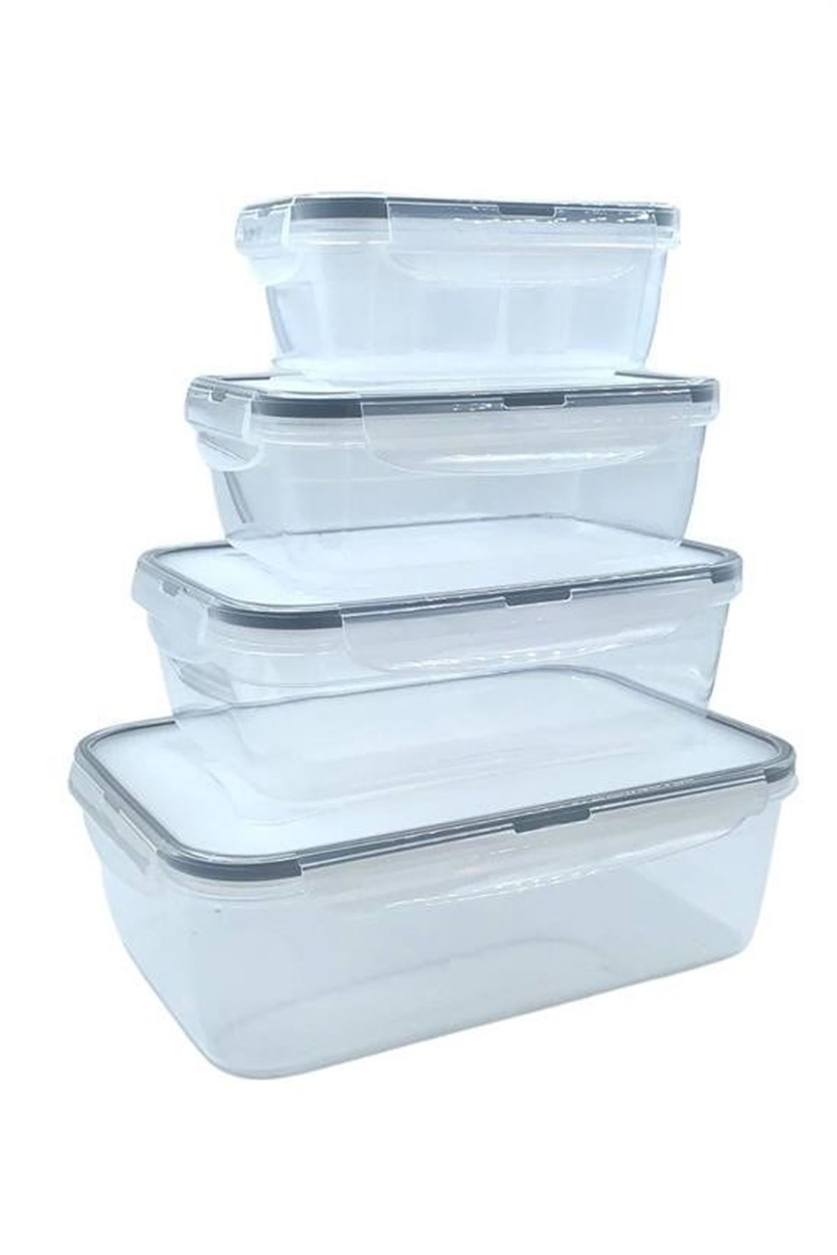 Tbl Dekor® 4lü İç İçe Sızdırmaz Contalı Kilitli Kapaklı Plastik Erzak Saklama Kapları LC315