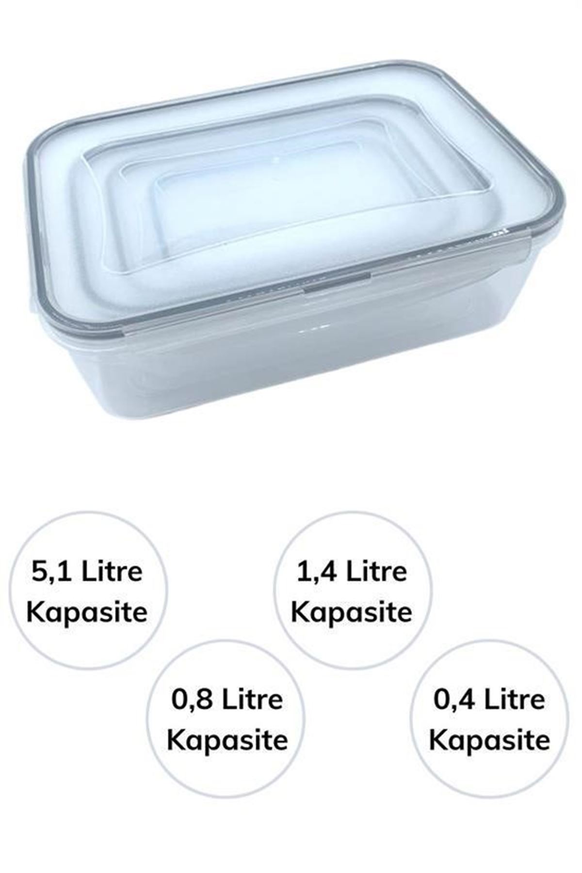 Tbl Dekor® 4lü İç İçe Sızdırmaz Contalı Kilitli Kapaklı Plastik Erzak Saklama Kapları LC315