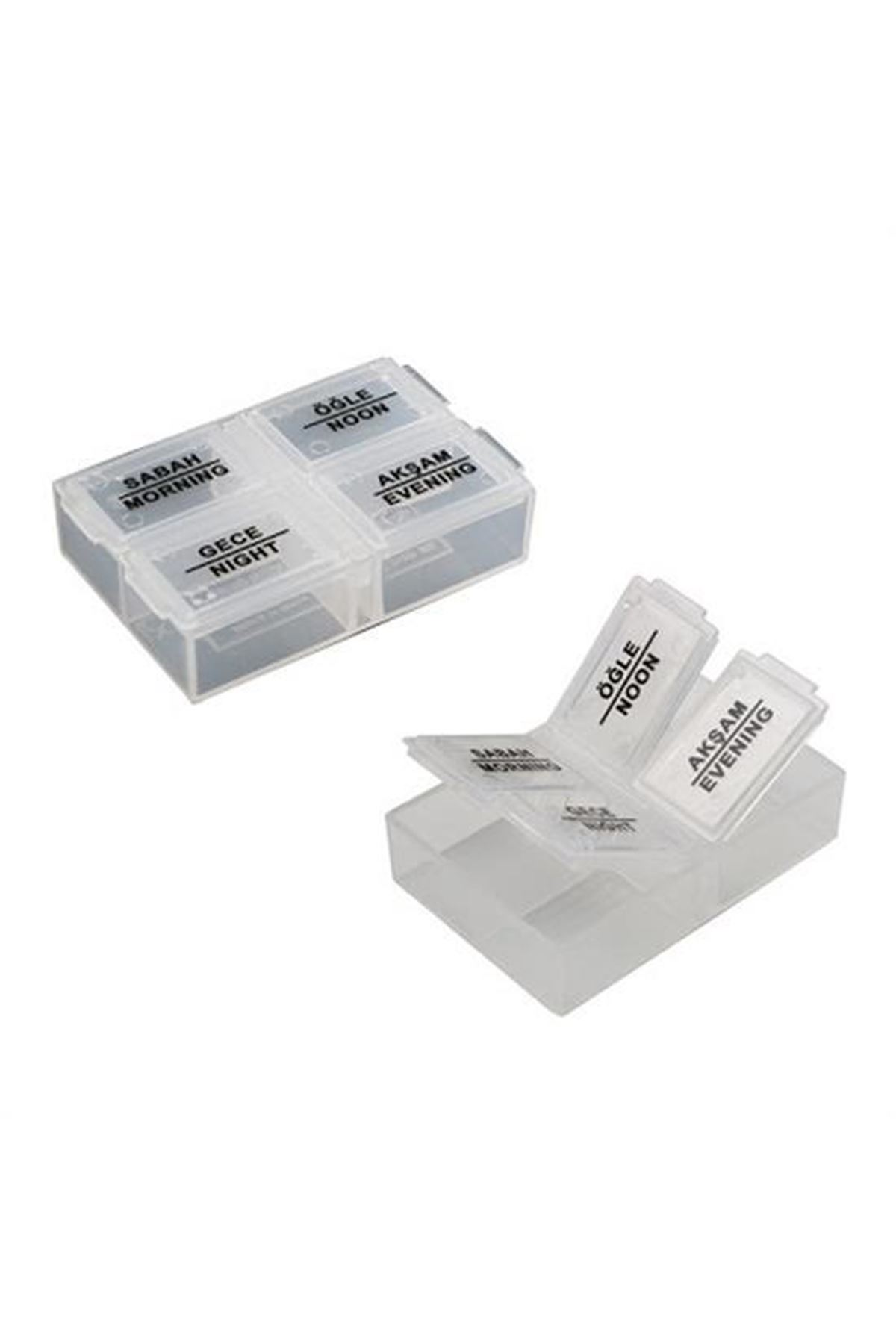 Tbl Dekor® 4 Öğün Günlük Hap İlaç Saklama Taşıma Kutusu İlaç Hatırlatıcı