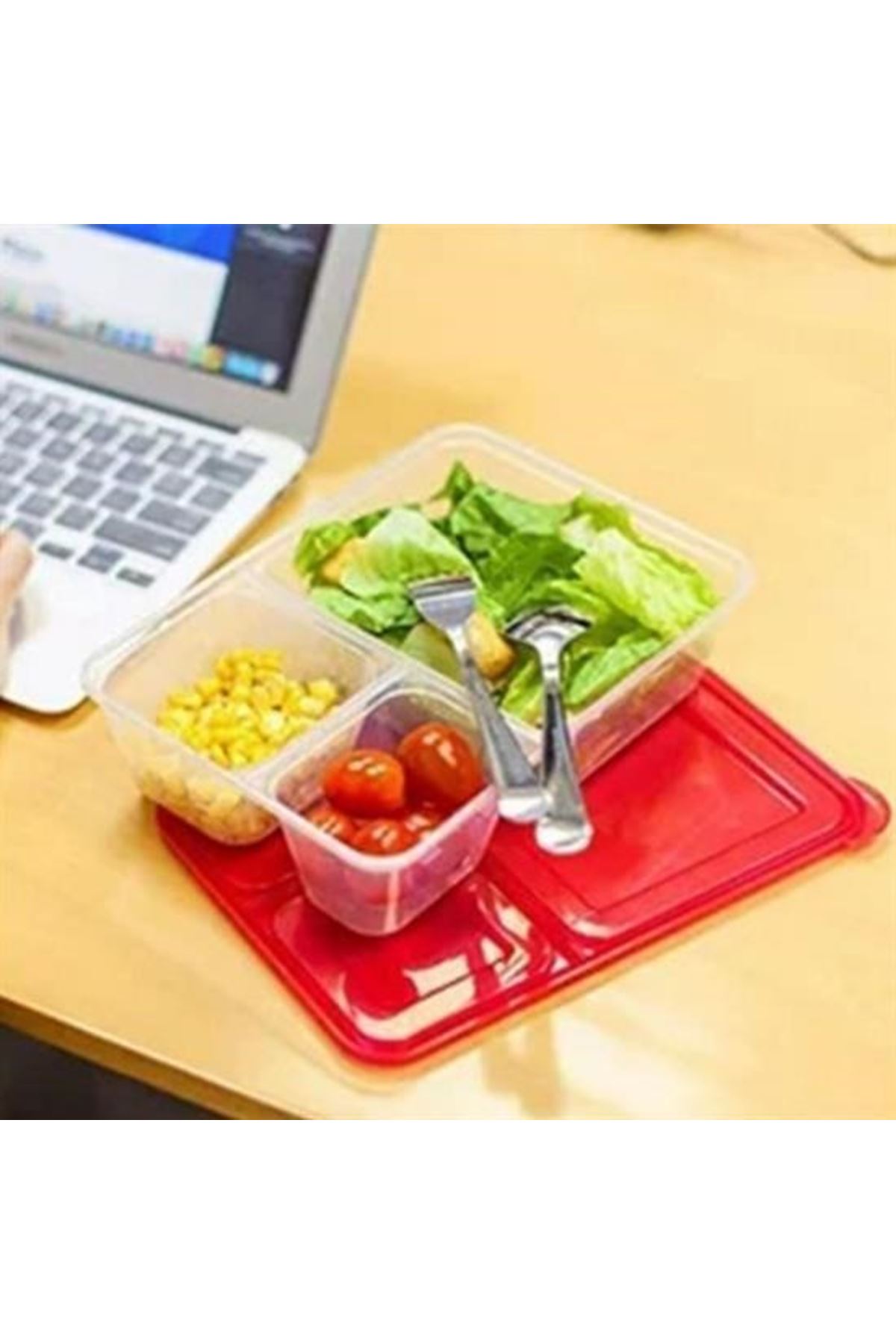 Tbl Dekor® 3 Bölmeli Sefer Tası Pratik Kolay Gıda Diyet Saklama Erzak Kabı