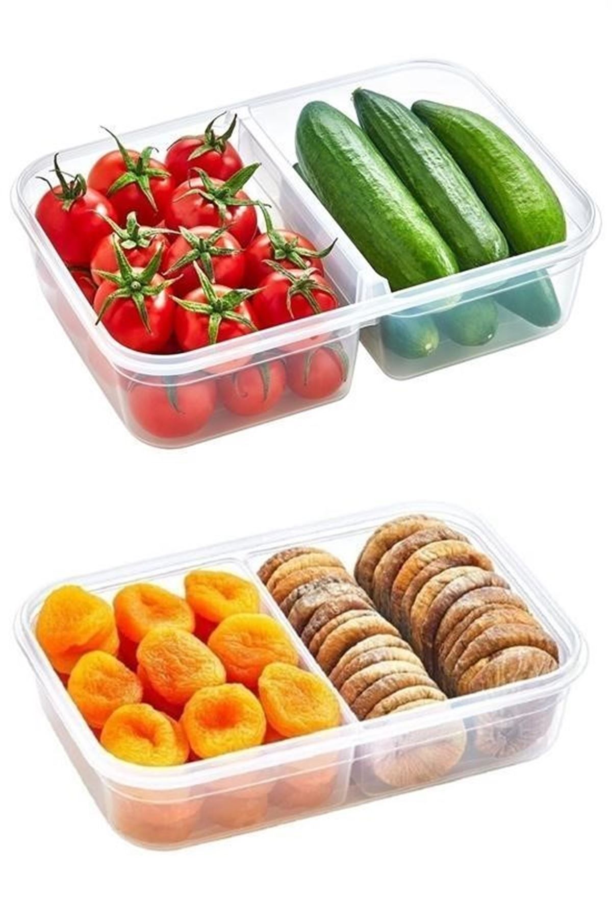 Tbl Dekor® 2 Bölmeli Sızdırmaz Contalı Kilitli Kapaklı 1 Litre Erzak Saklama Kabı -LC505