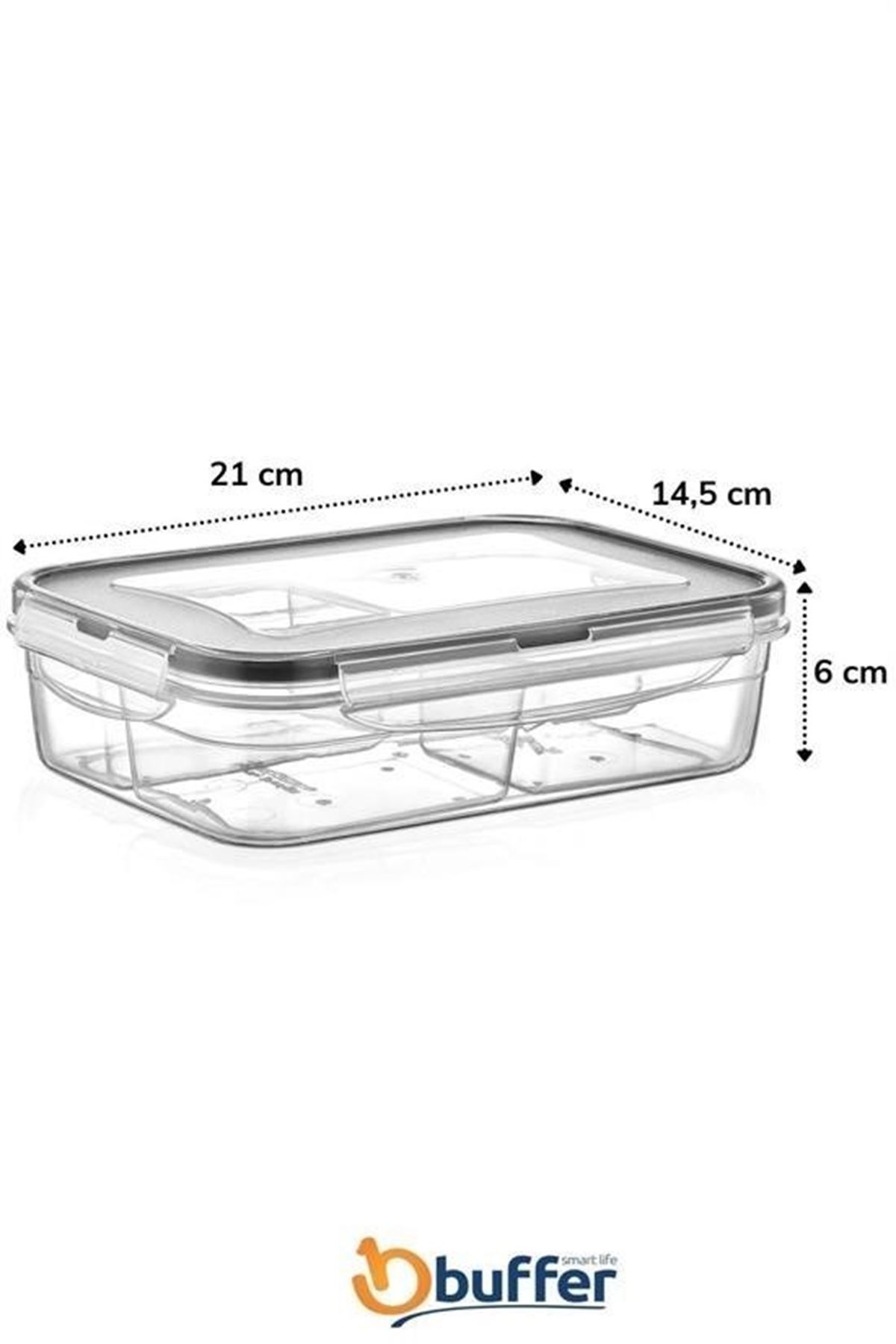 Tbl Dekor® 4 Bölmeli Sızdırmaz Contalı Kilitli Kapaklı 1 Litre Erzak Saklama Kabı -LC520