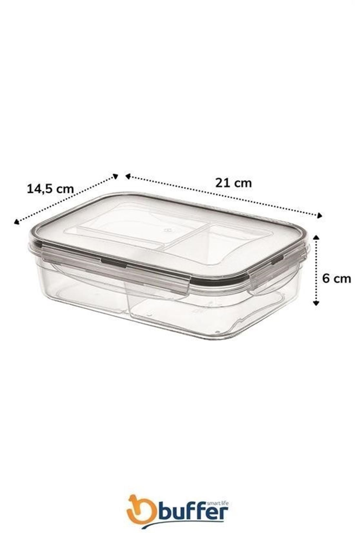 Tbl Dekor® 3 Bölmeli Kilitli Kapaklı 1 Litre Erzak Saklama Kabı LC-510