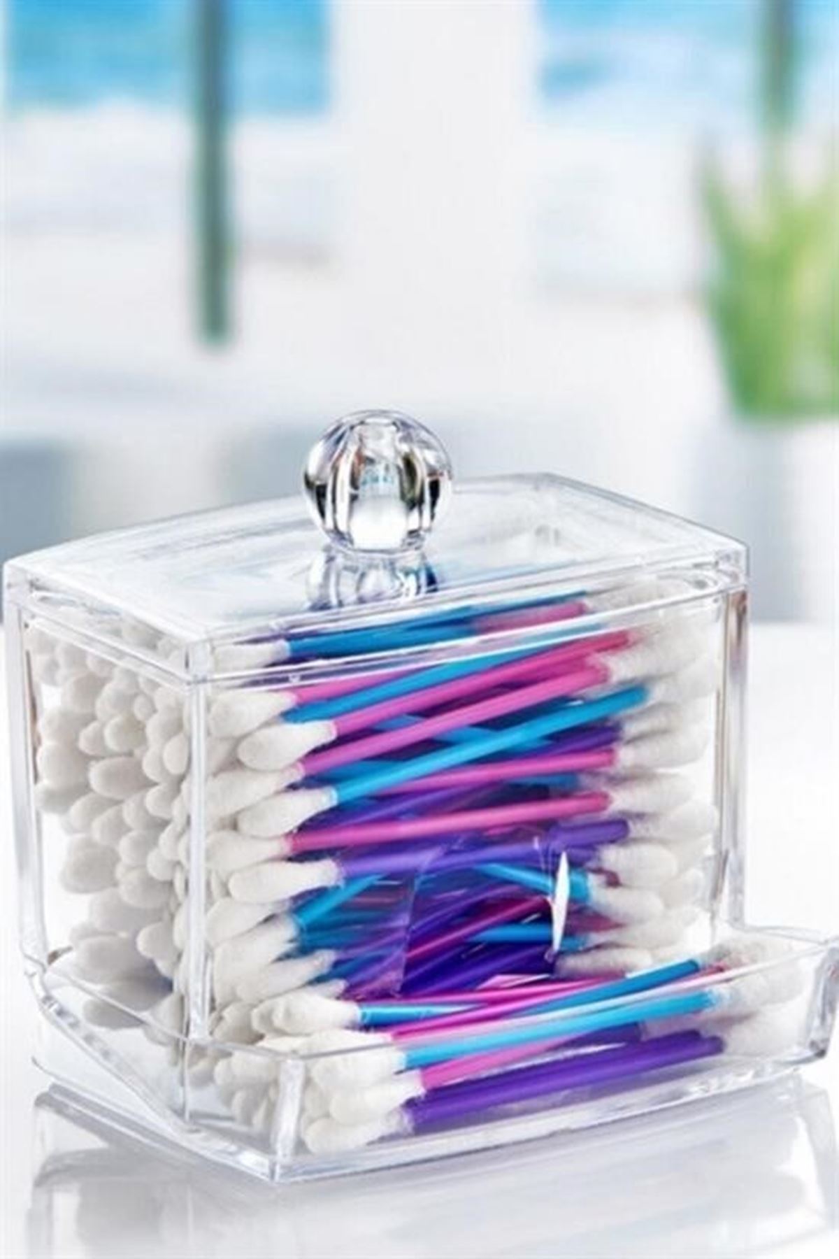 Tbl Dekor® Şeffaf Kapaklı Kulak Temizleme Çubuğu Organizatörü Saklama Kutusu