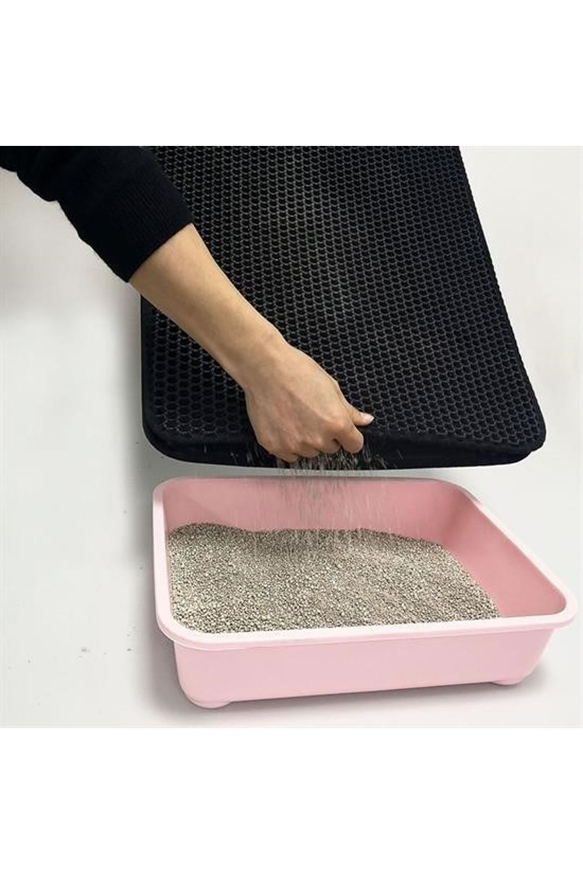 Tbl Dekor® Kedi Tuvalet Önü Kum Toplayıcı Temizleyici Elekli Gri Paspas