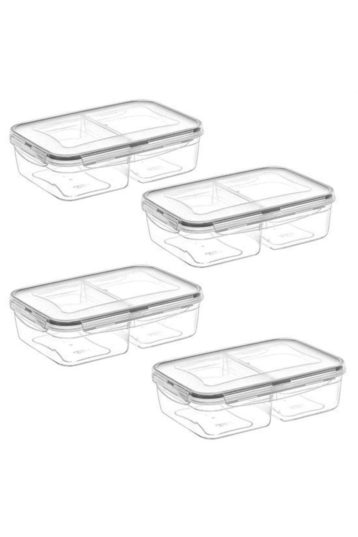 Tbl Dekor® 2 Bölmeli 1+1 Litre Kilitli Kapaklı Erzak Saklama Kabı LC-525