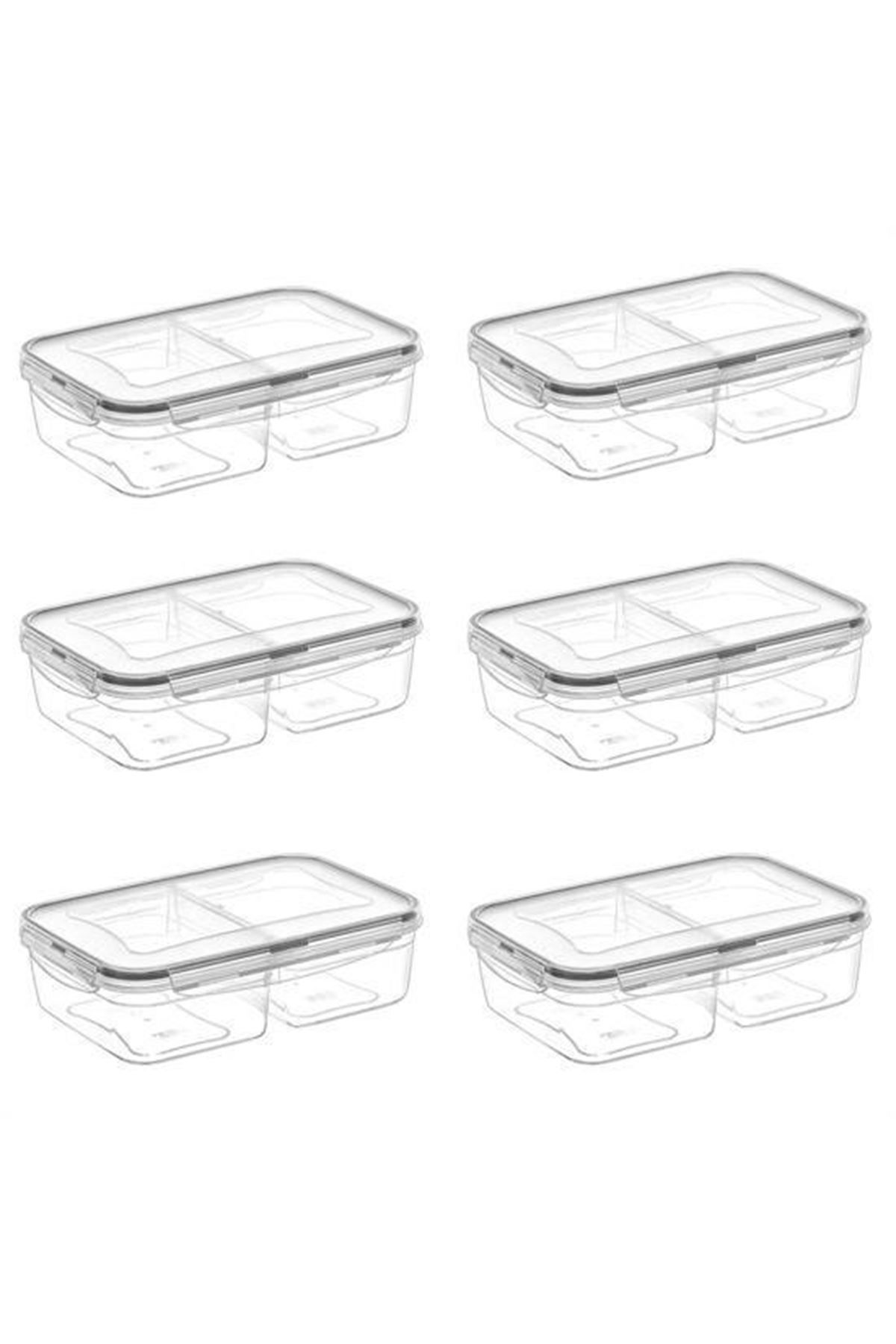 Tbl Dekor® 2 Bölmeli 1+1 Litre Kilitli Kapaklı Erzak Saklama Kabı LC-525