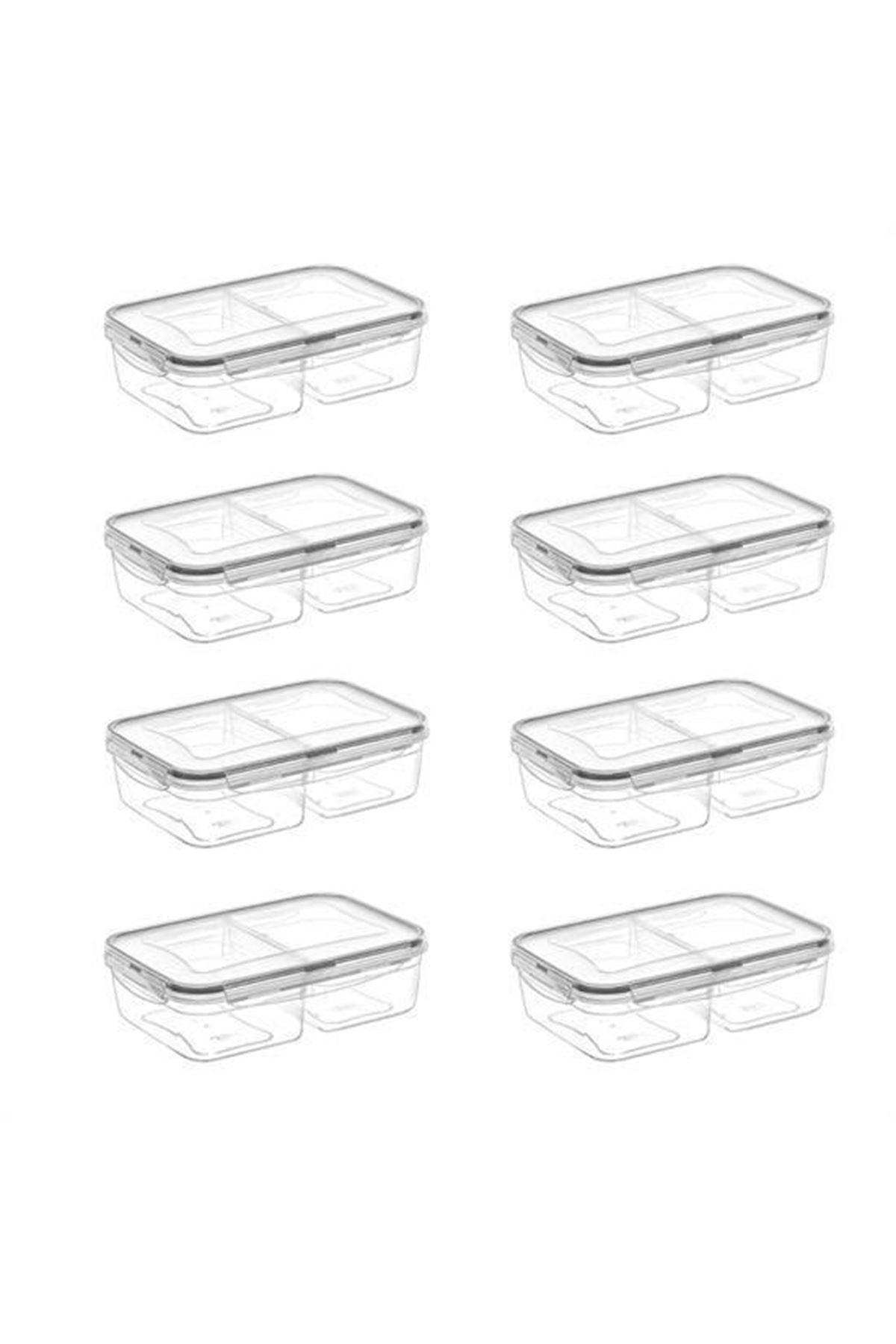 Tbl Dekor® 2 Bölmeli 1+1 Litre Kilitli Kapaklı Erzak Saklama Kabı LC-525