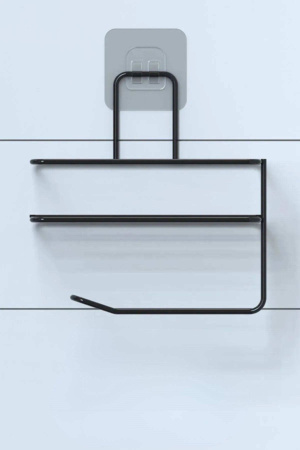 Tbl Dekor® Kendiliğinden Yapışkanlı Tuvalet Kağıdı Tutacağı ve Yedek Raf - Siyah Modern Metal Tasarım