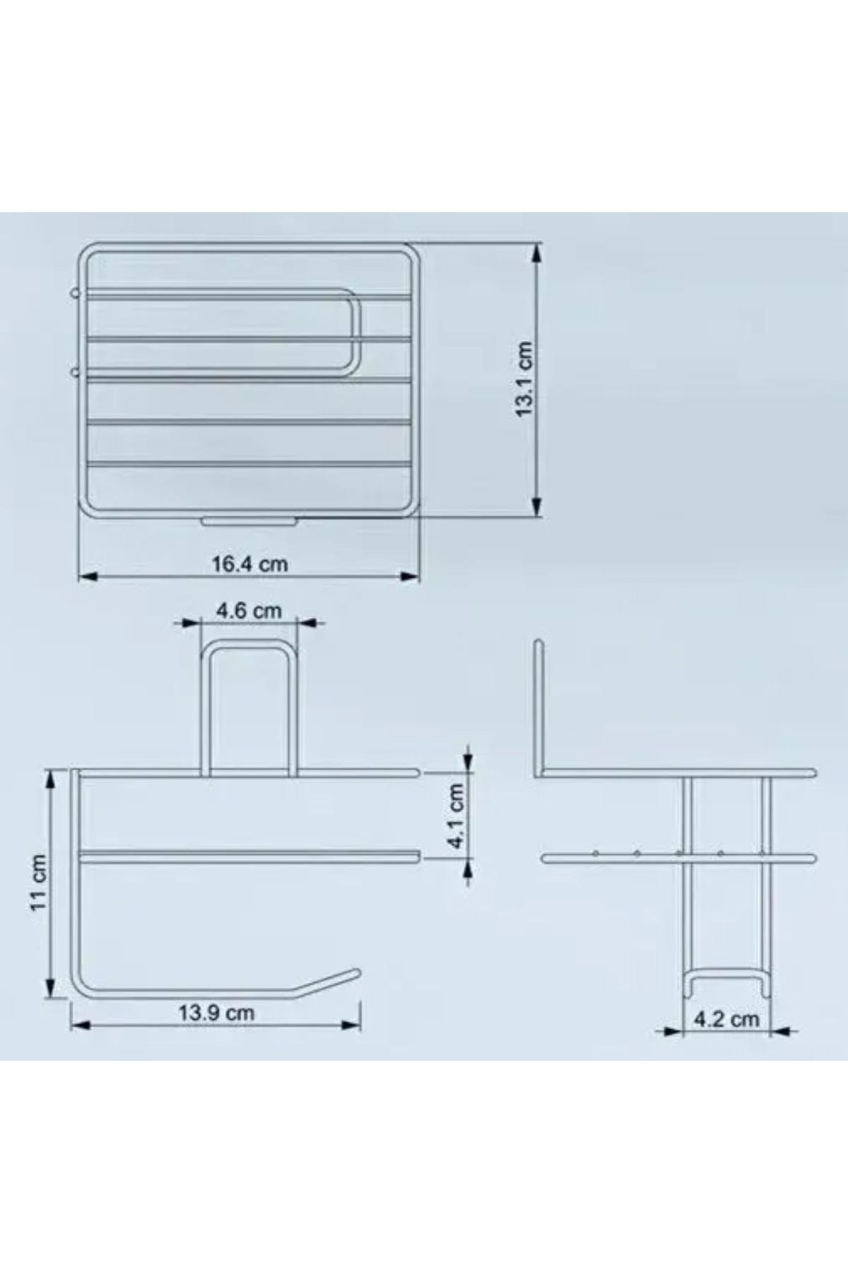 Tbl Dekor® Kendiliğinden Yapışkanlı Tuvalet Kağıdı Tutacağı ve Yedek Raf - Siyah Modern Metal Tasarım
