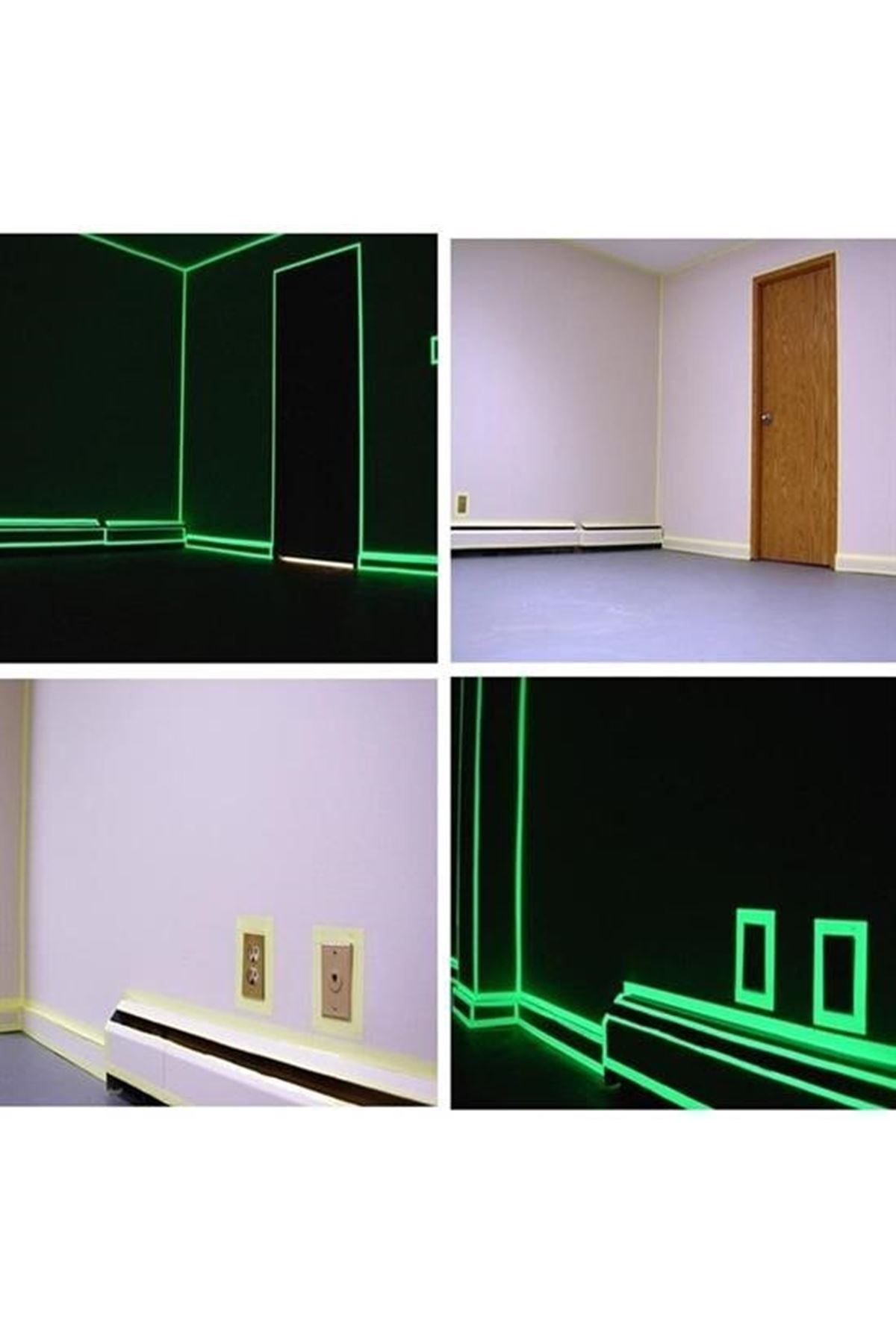 Tbl Dekor® Karanlıkta Işık Veren  Yansıyan 4 Metre Fosforlu Yeşil Şerit Bant