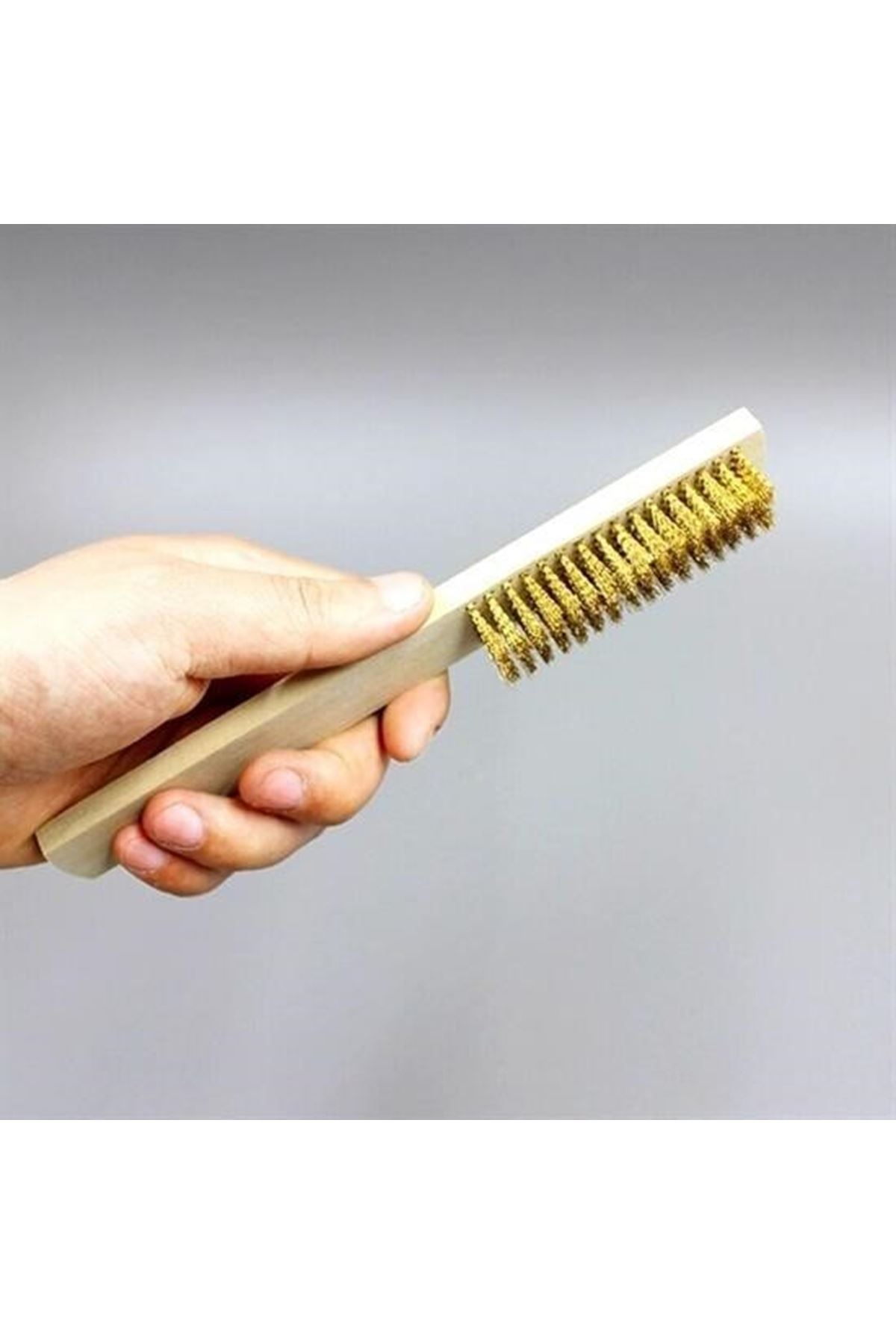 Tbl Dekor® Metal Telli Fırça Ahşap Saplı Pas Kir Sökme Temizleme Fırçası