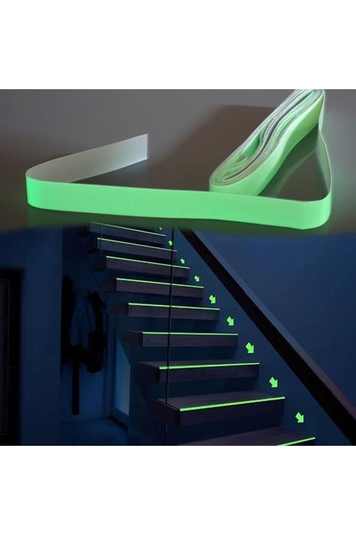 Tbl Dekor® Karanlıkta Işık Veren  Yansıyan 4 Metre Fosforlu Yeşil Şerit Bant