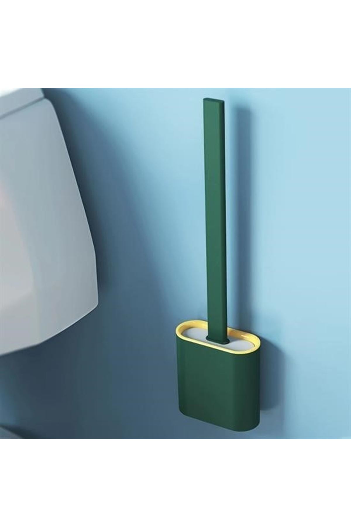 Tbl Dekor® Duvara Monte Edilebilir Kapaklı Askılı Klozet Yumuşak Silikon Başlıklı Tuvalet Fırçası Seti