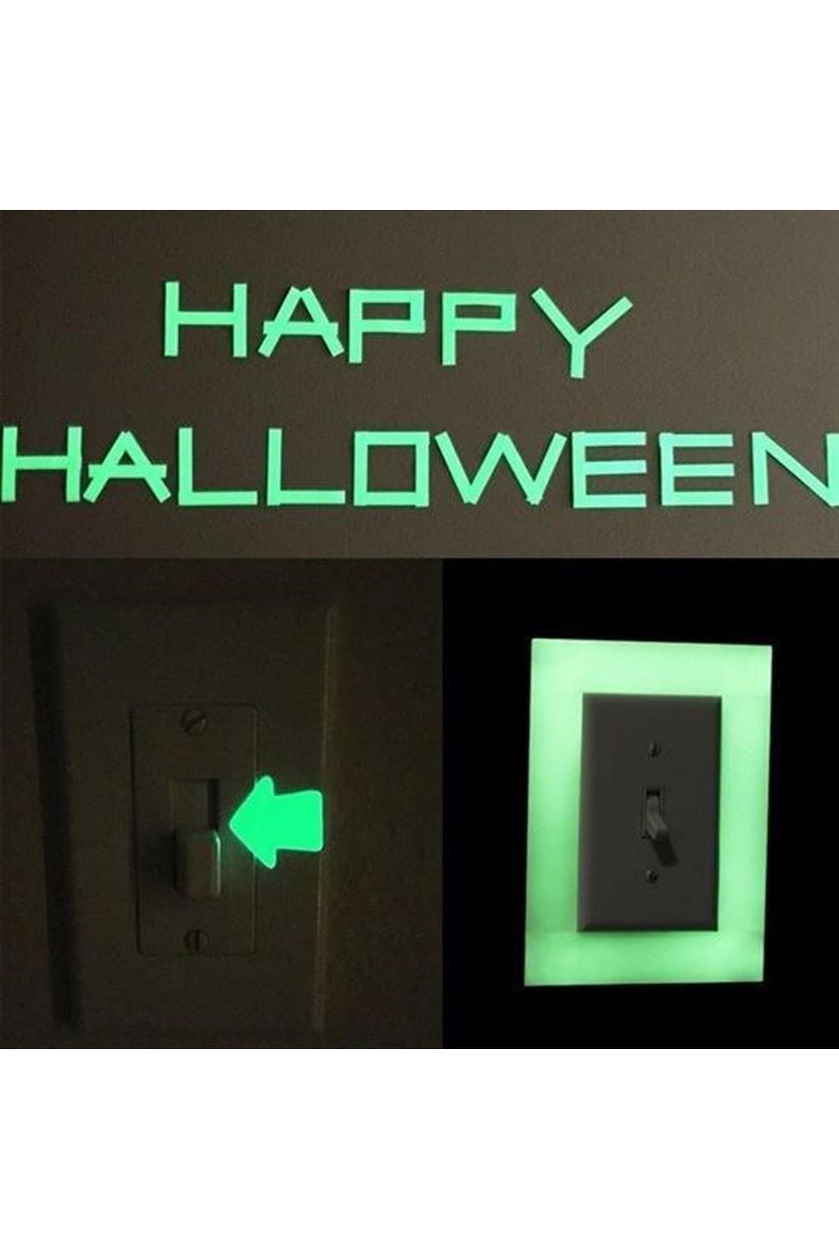 Tbl Dekor® Karanlıkta Işık Veren  Yansıyan 4 Metre Fosforlu Yeşil Şerit Bant