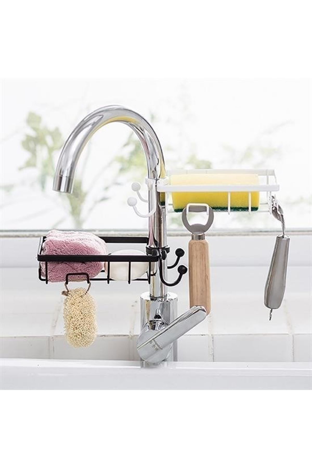 Tbl Dekor® Paslanmaz Çelik Mutfak Banyo Musluğuna Sabitlenebilir Sabunluk