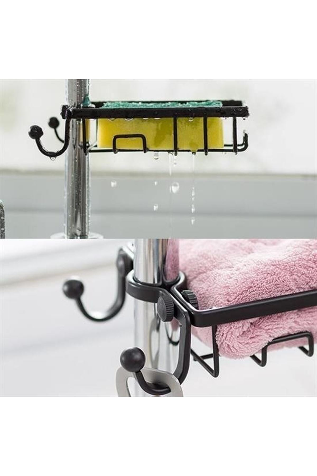 Tbl Dekor® Paslanmaz Çelik Mutfak Banyo Musluğuna Sabitlenebilir Sabunluk