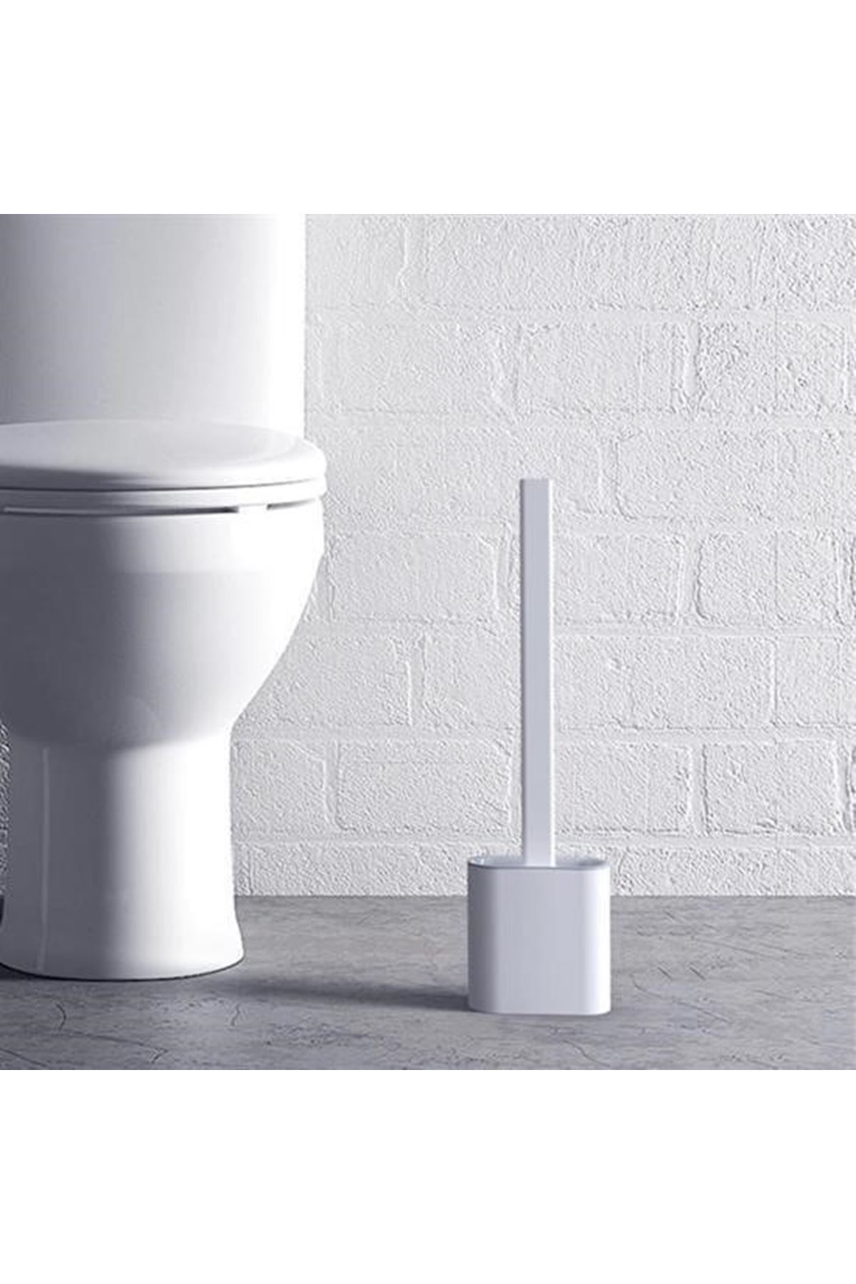 Tbl Dekor® Duvara Monte Edilebilir Kapaklı Askılı Klozet Yumuşak Silikon Başlıklı Tuvalet Fırçası Seti