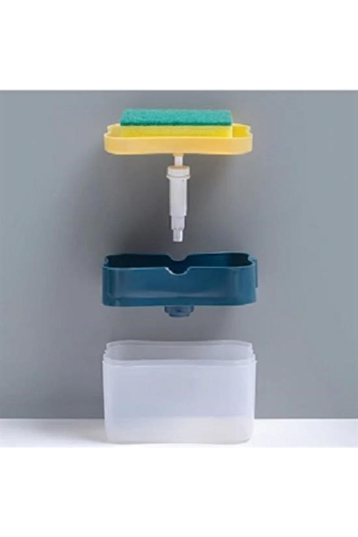 Tbl Dekor® İkisi Bir Arada  Basmalı Pratik Sıvı Sabunluk Pompası ve Bulaşık Yıkama Süngeri Haznesi
