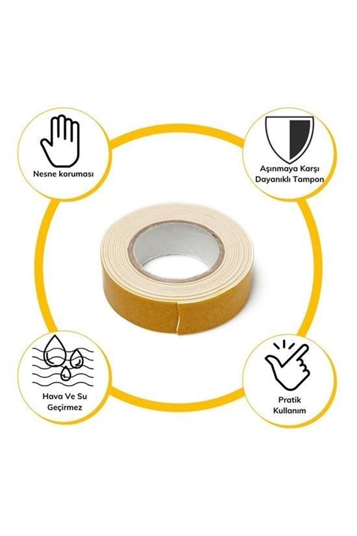 Tbl Dekor® Çok Amaçlı Tüm Yüzeylerde Kullanıma Uygun Beyaz Çift Taraflı Köpük Sünger Montaj Bant