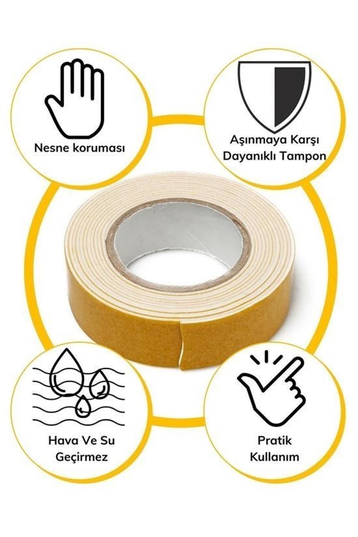 Tbl Dekor® Çok Amaçlı Tüm Yüzeylerde Kullanıma Uygun Beyaz Çift Taraflı Köpük Sünger Montaj Bant