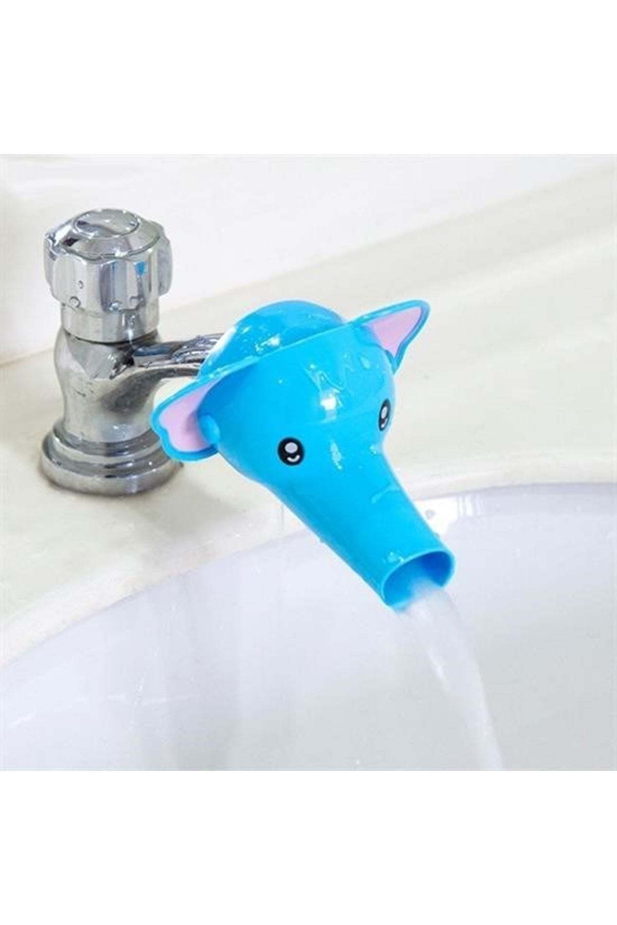 Tbl Dekor® Çocuklar İçin Eğitici ve Güvenli Musluk Uzatıcı Genişletici Başlık Aparatı Fil Figürlü
