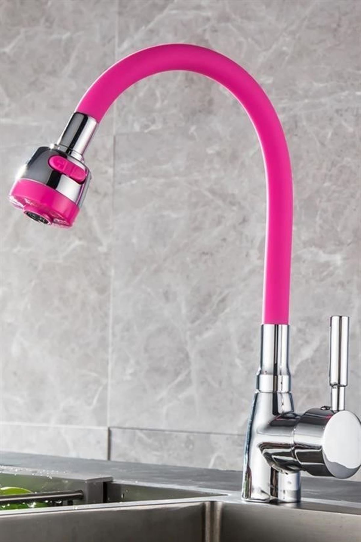 Tbl Dekor® Oynar Başlıklı Tasarruflu Kubar Musluk Borusu ve Başlığı  Pembe