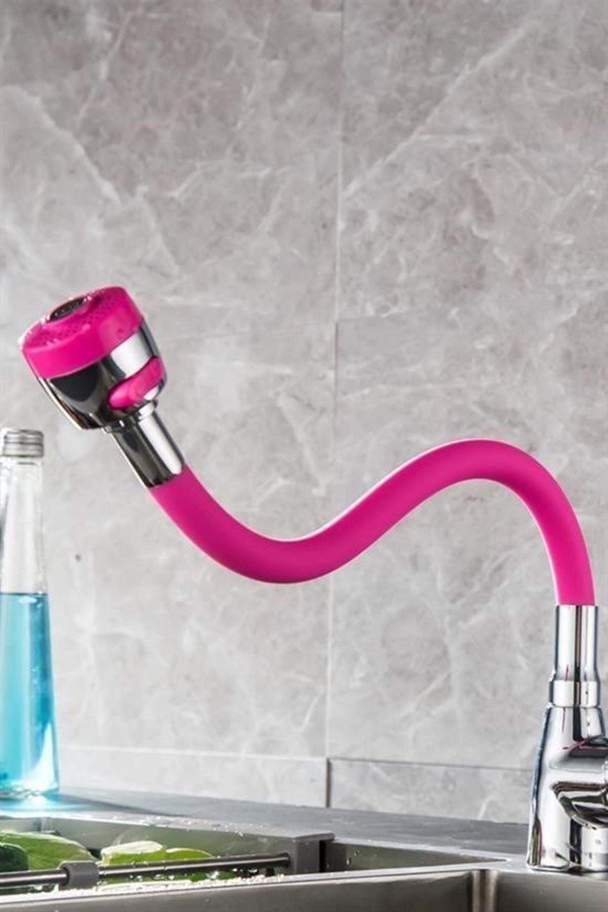 Tbl Dekor® Oynar Başlıklı Tasarruflu Kubar Musluk Borusu ve Başlığı  Pembe