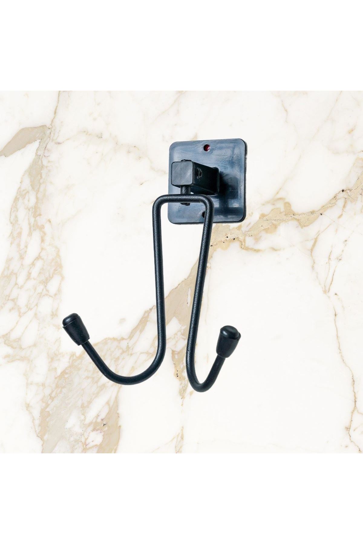 Tbl Dekor® Kendiliğinden Yapışkanlı Siyah Paslanmaz Metal Bornoz ve Havlu Askılığı