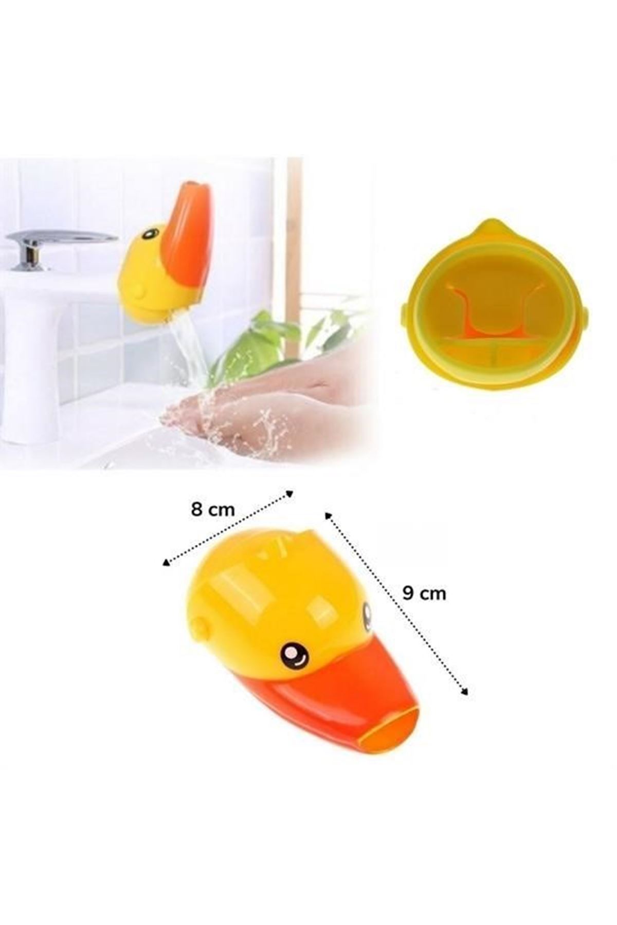 Tbl Dekor® Çocuklar İçin Eğitici ve Güvenli Musluk Uzatıcı Genişletici Başlık Aparatı Ördek Figürlü