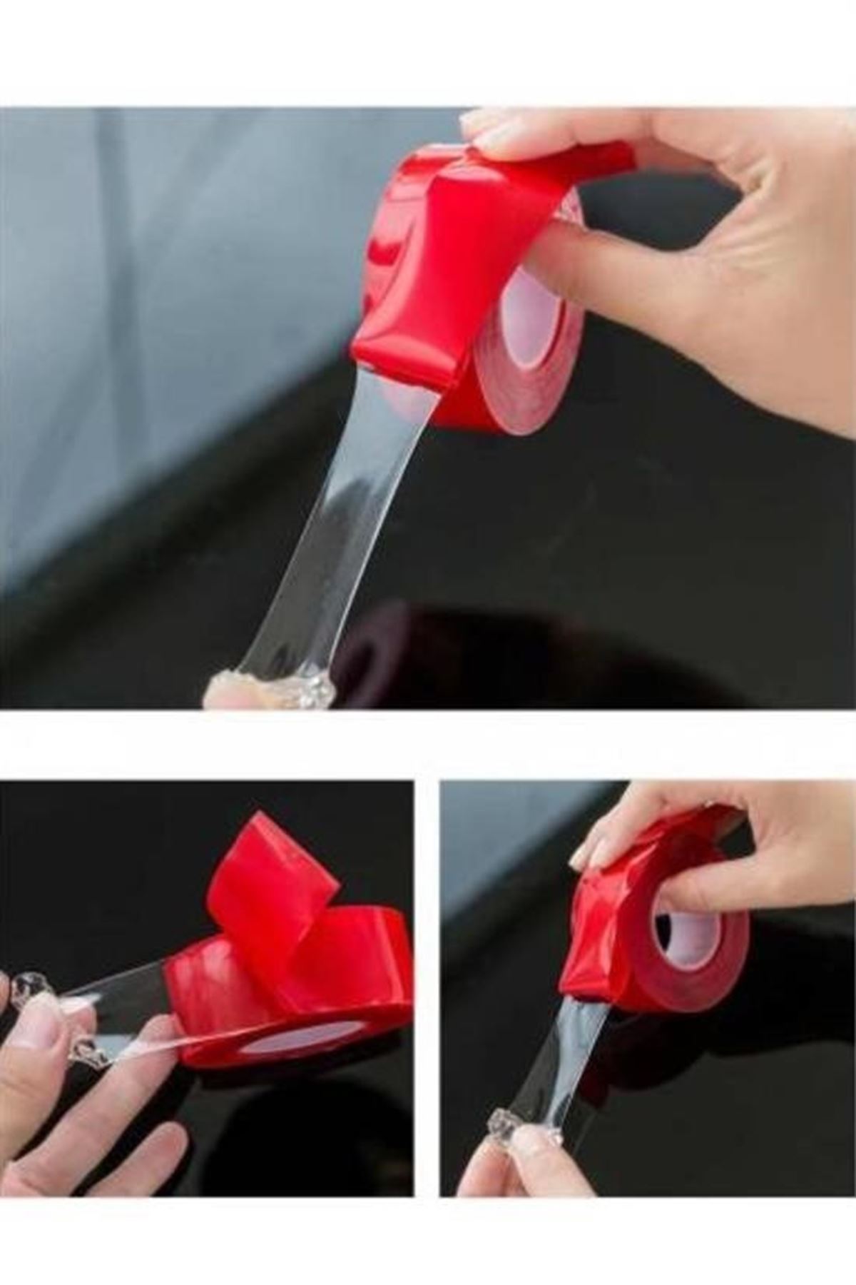 Tbl Dekor® 2 Metre Güçlü Yapışkanlı Çift Taraflı Slikon Pratik Şeffaf Bant