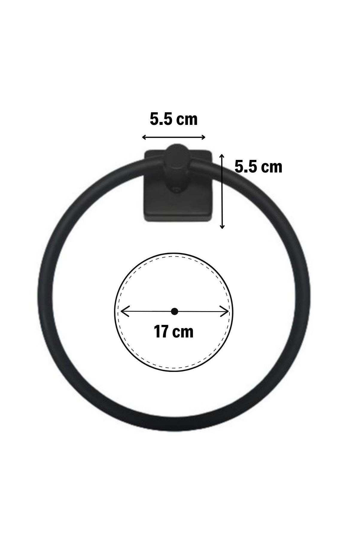 Tbl Dekor® Kendiliğinden Yapışkanlı Siyah Paslanmaz Metal Yuvarlak Havluluk