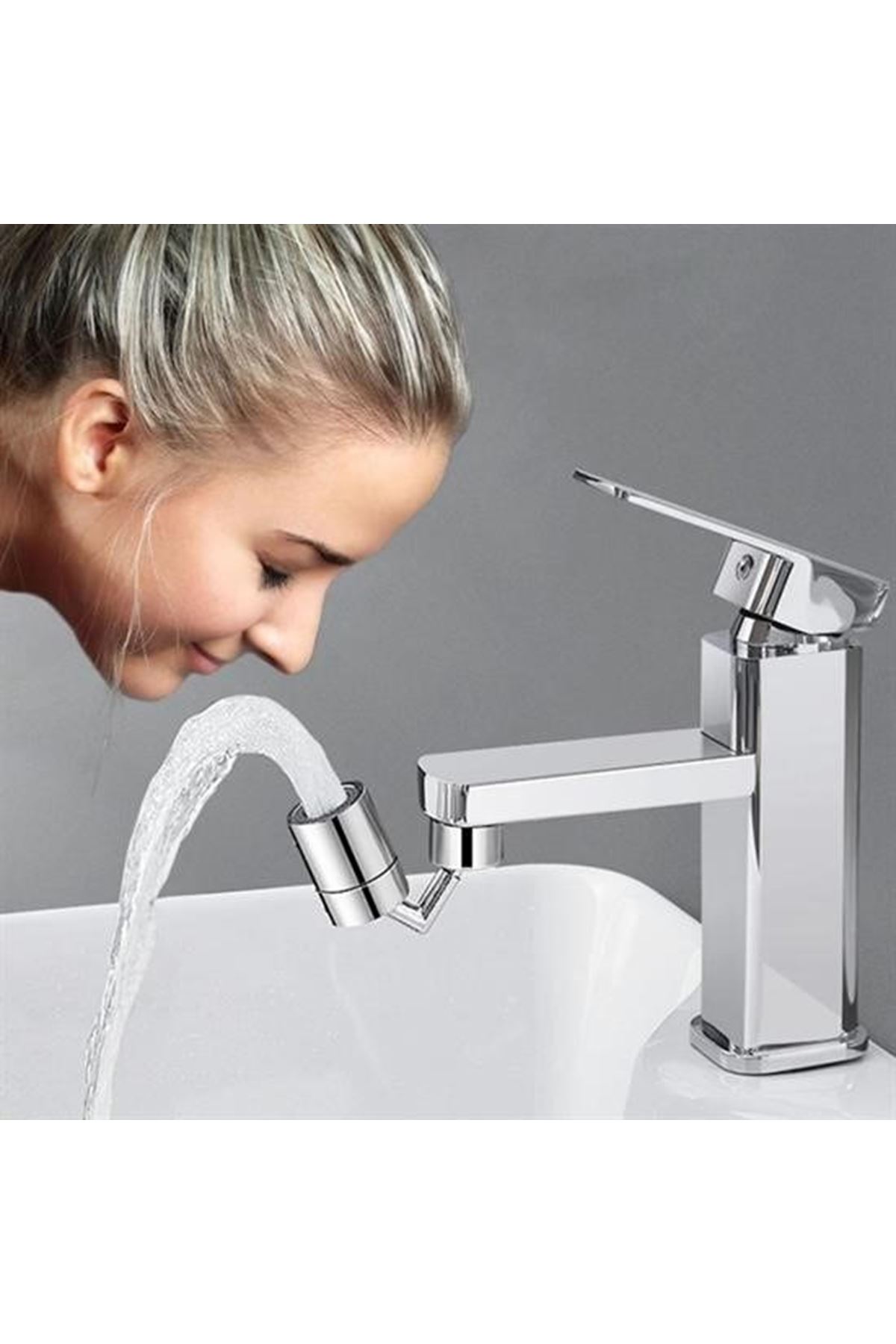 Tbl Dekor®  720 Derece Dönebilen 4 Filtreli Tüm Musluk Tipleri İle Uyumlu Montaj Aparatlı Musluk Başlık