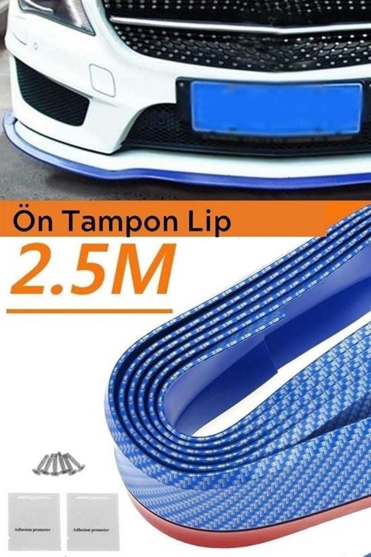 Tbl Dekor® Mavi 2,5 Metre Araba Oto Ön Tampon Koruyucu Kauçuk Pratik Tampon Şerit Bant Döşeme Kiti
