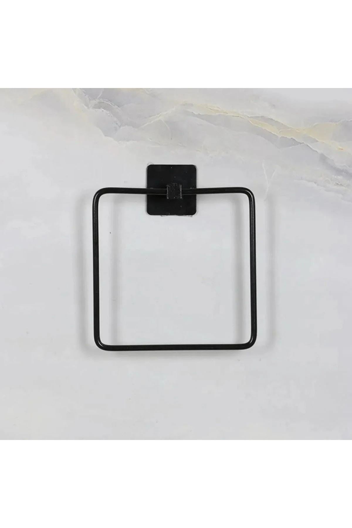 Tbl Dekor® Kendiliğinden Yapışkanlı Siyah Paslanmaz Metal Kare Havluluk