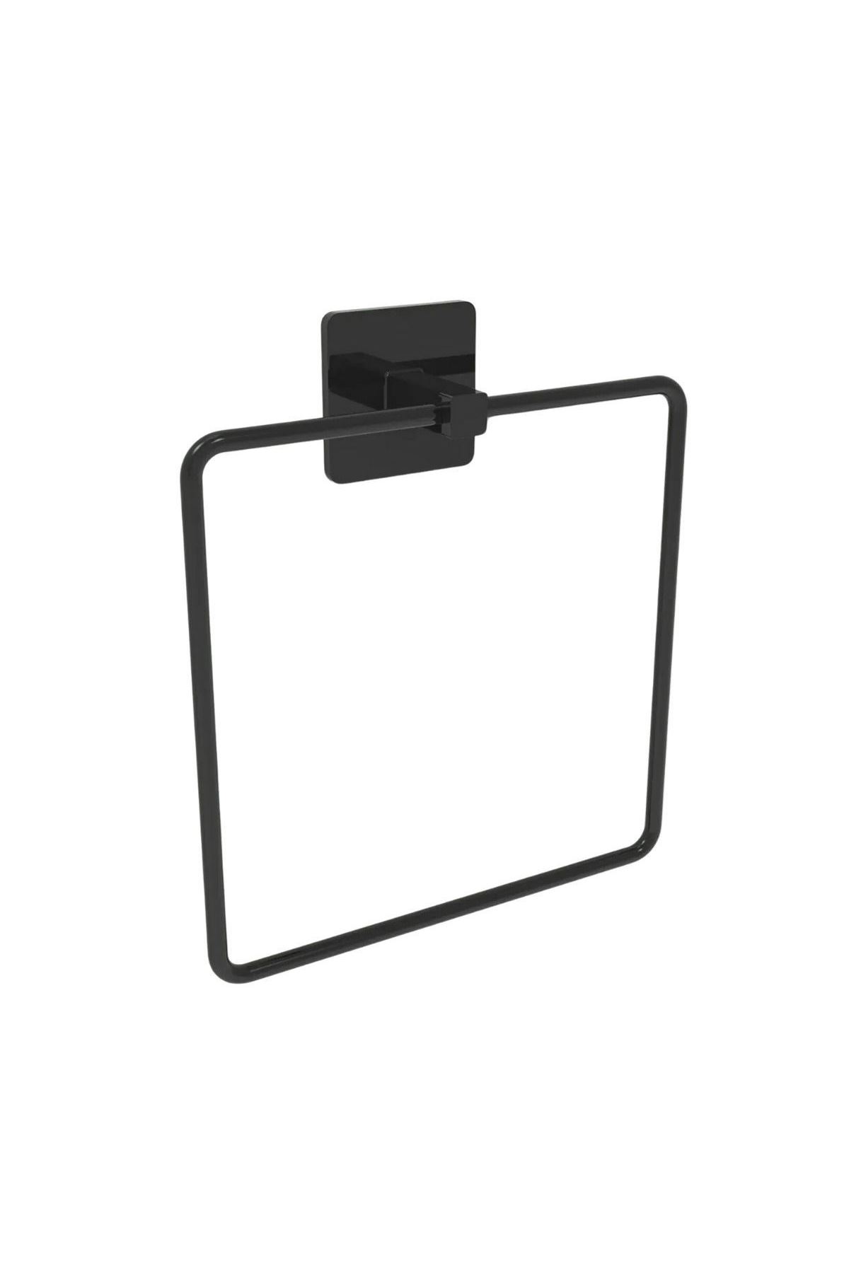 Tbl Dekor® Kendiliğinden Yapışkanlı Siyah Paslanmaz Metal Kare Havluluk