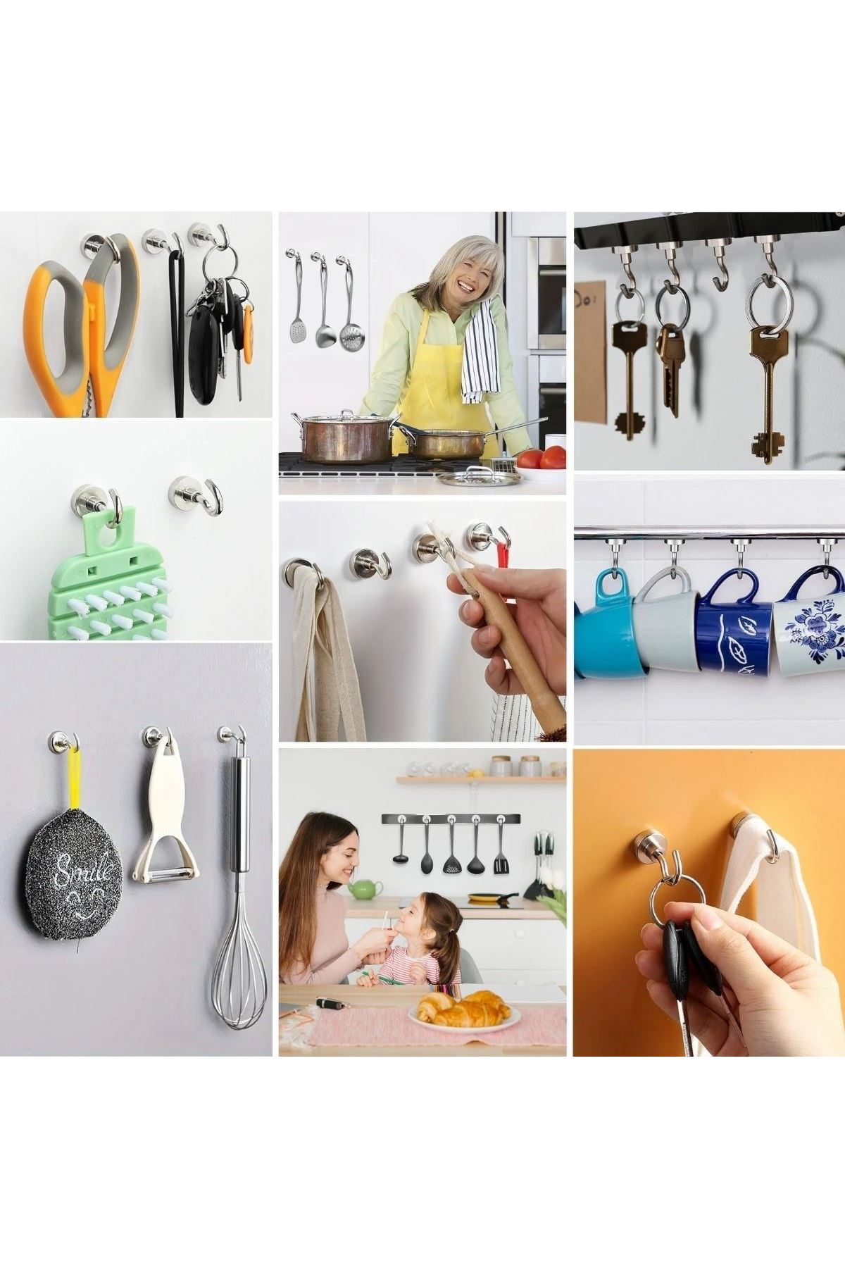 Tbl Dekor® Güçlü Manyetik Mutfak,Banyolar İçin Çok Amaçlı 2'li Magnet Askı