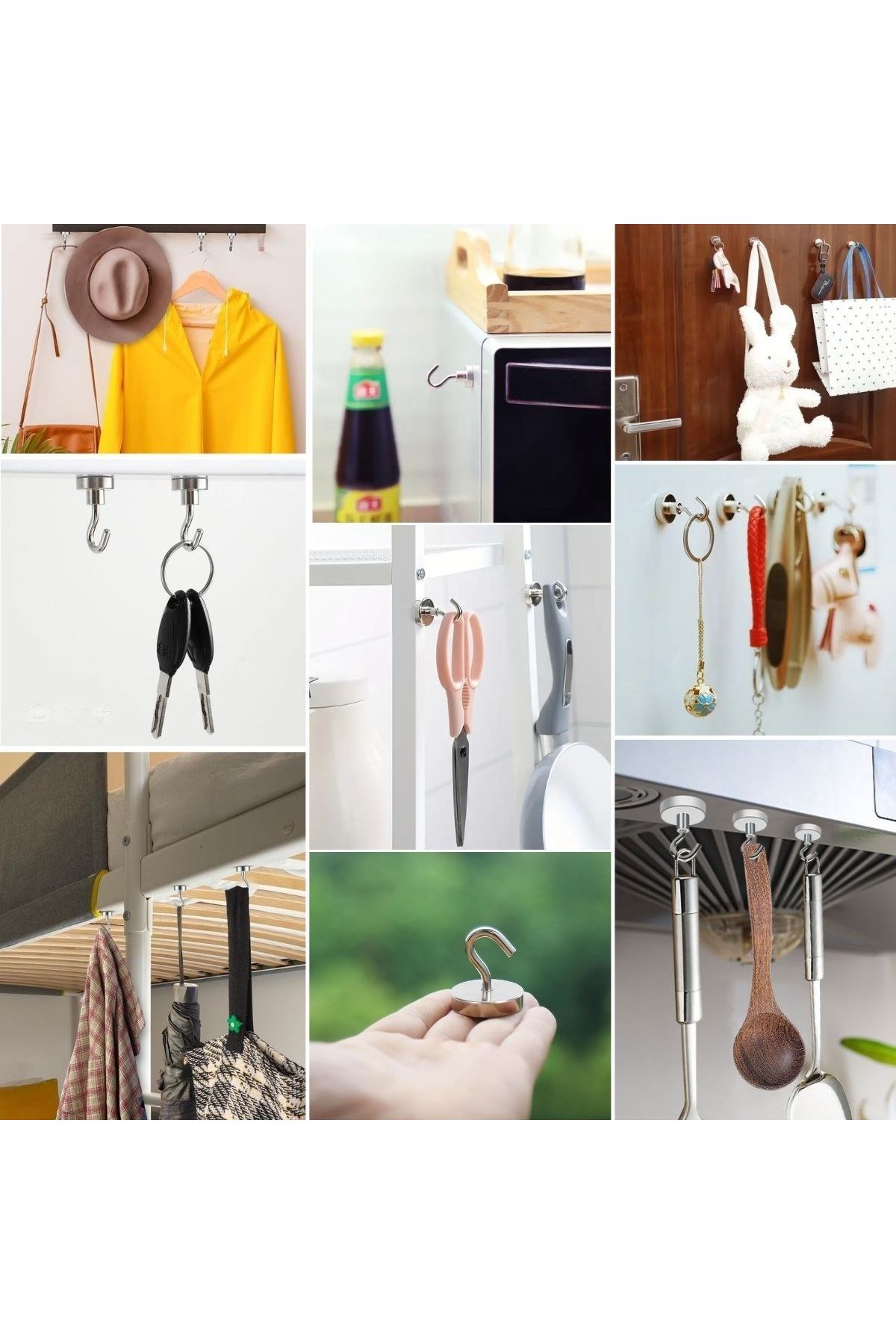 Tbl Dekor® Güçlü Manyetik Mutfak,Banyolar İçin Çok Amaçlı 2'li Magnet Askı