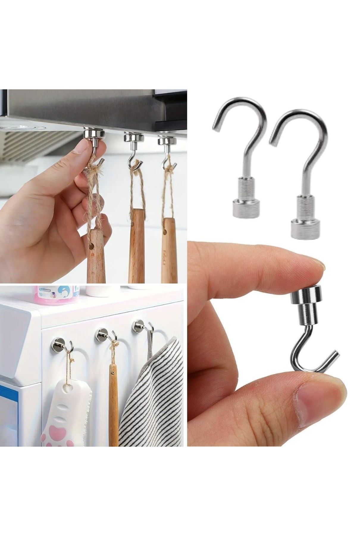 Tbl Dekor® Güçlü Manyetik Mutfak,Banyolar İçin Çok Amaçlı 2'li Magnet Askı