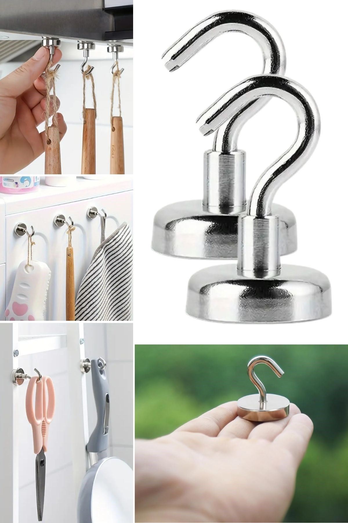 Tbl Dekor® Güçlü Manyetik Mutfak,Banyolar İçin Çok Amaçlı 2'li Magnet Askı