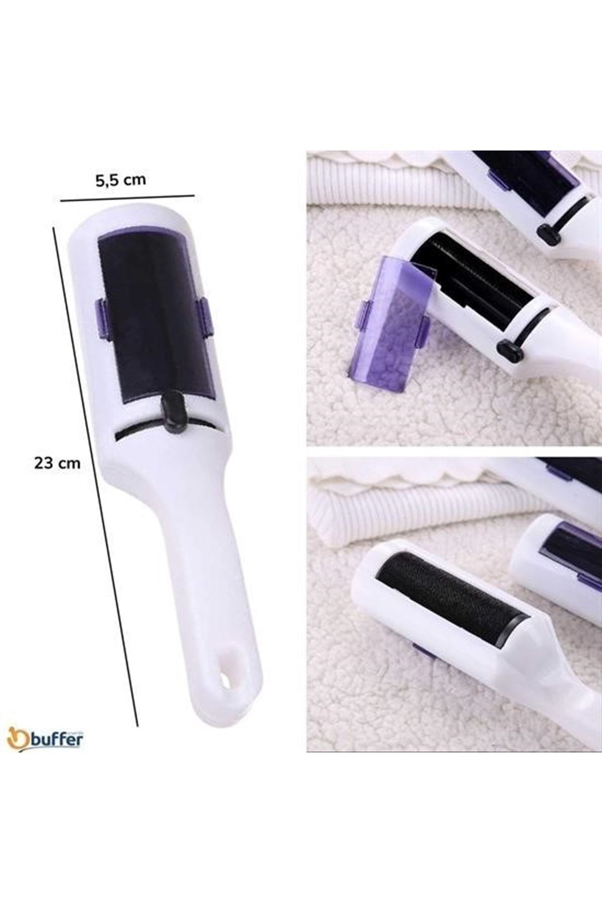 Tbl Dekor®  Taşınabilir Elektrostatik Hazneli Rulo Şeklinde Evcil Hayvan Tüyü Saç Toplayıcısı