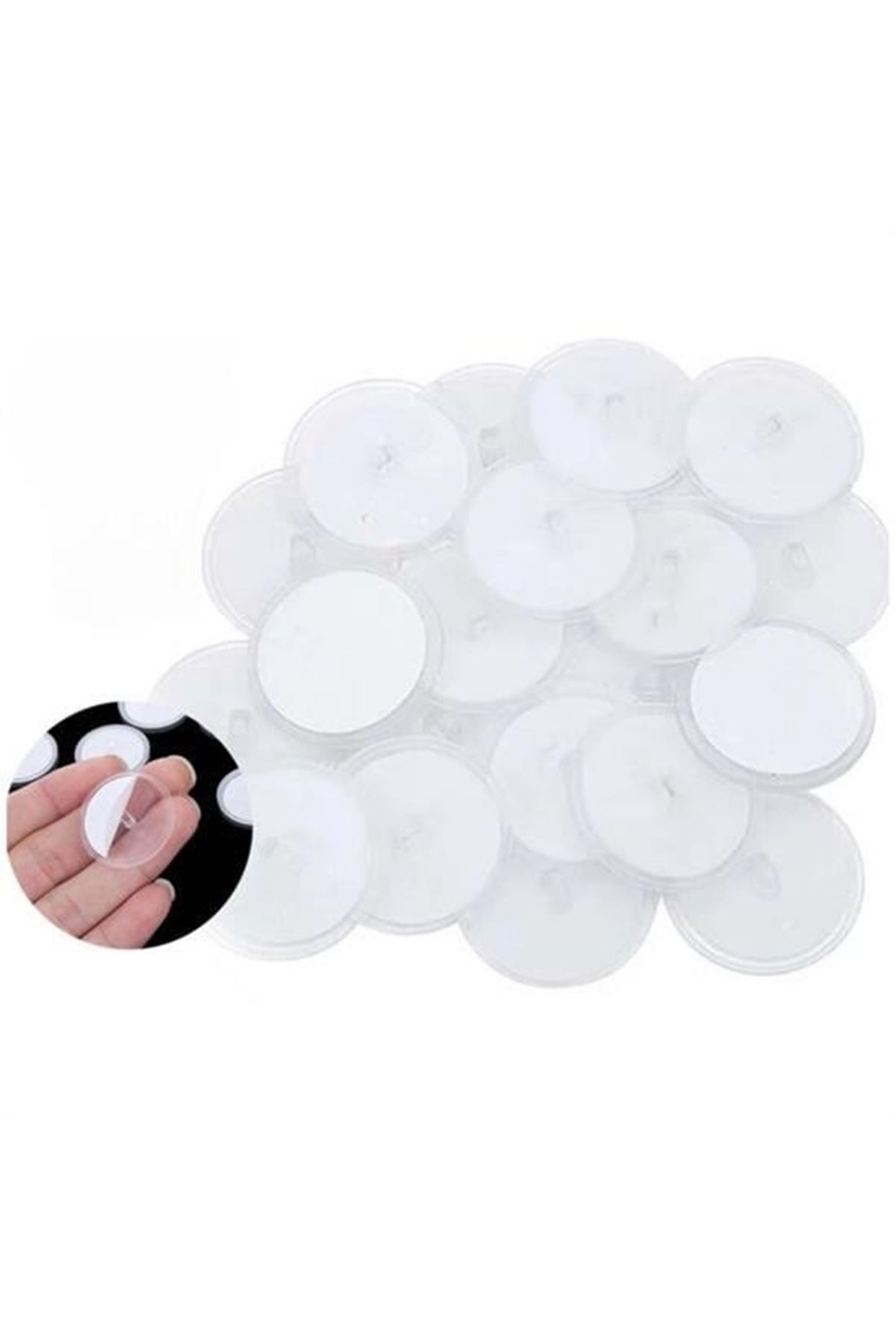 Tbl Dekor® 20 Adet Şeffaf Yuvarlak 3 Cm Çaplı Güçlü Disk Yapışkanlar