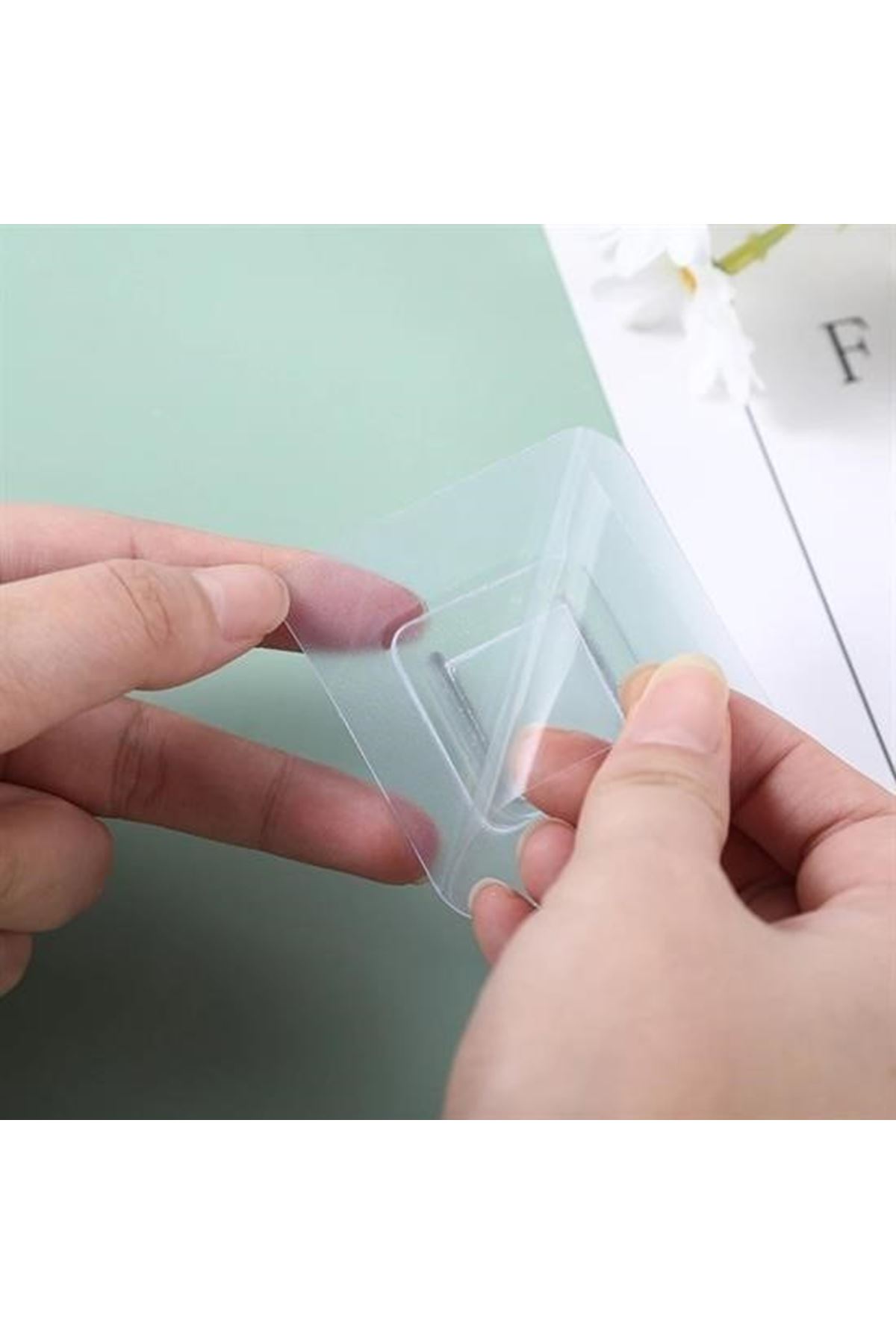 Tbl Dekor® Eşya Sabitleme Askısı 10 Çift Şeffaf Çift Taraflı Yapışkanlı Geçmeli Klips