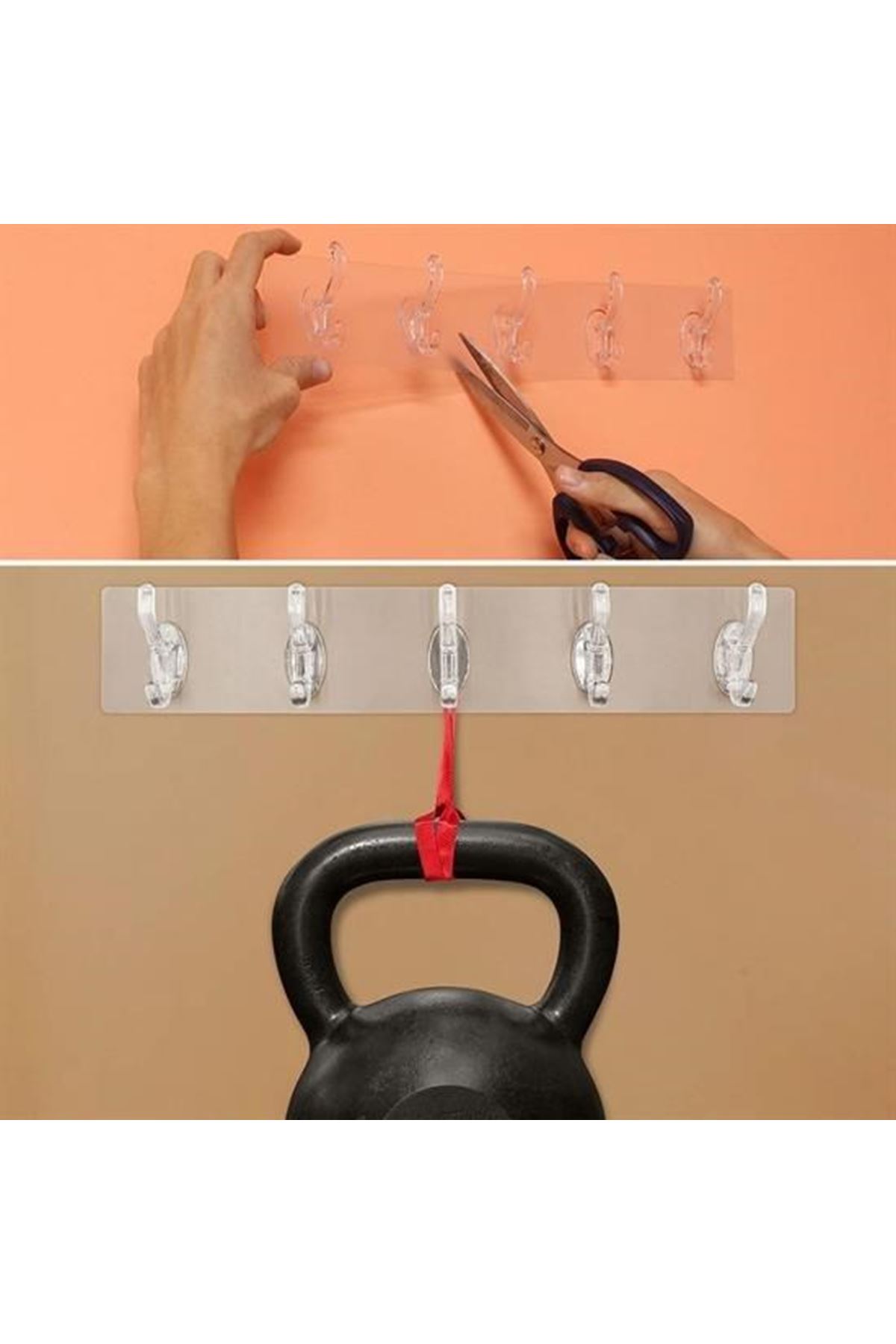 Tbl Dekor® 5'li Güçlü Yapışkanlı Şeffaf Duvar Askısı Banyo Mutfak Düzenleyici Pratik Askılık