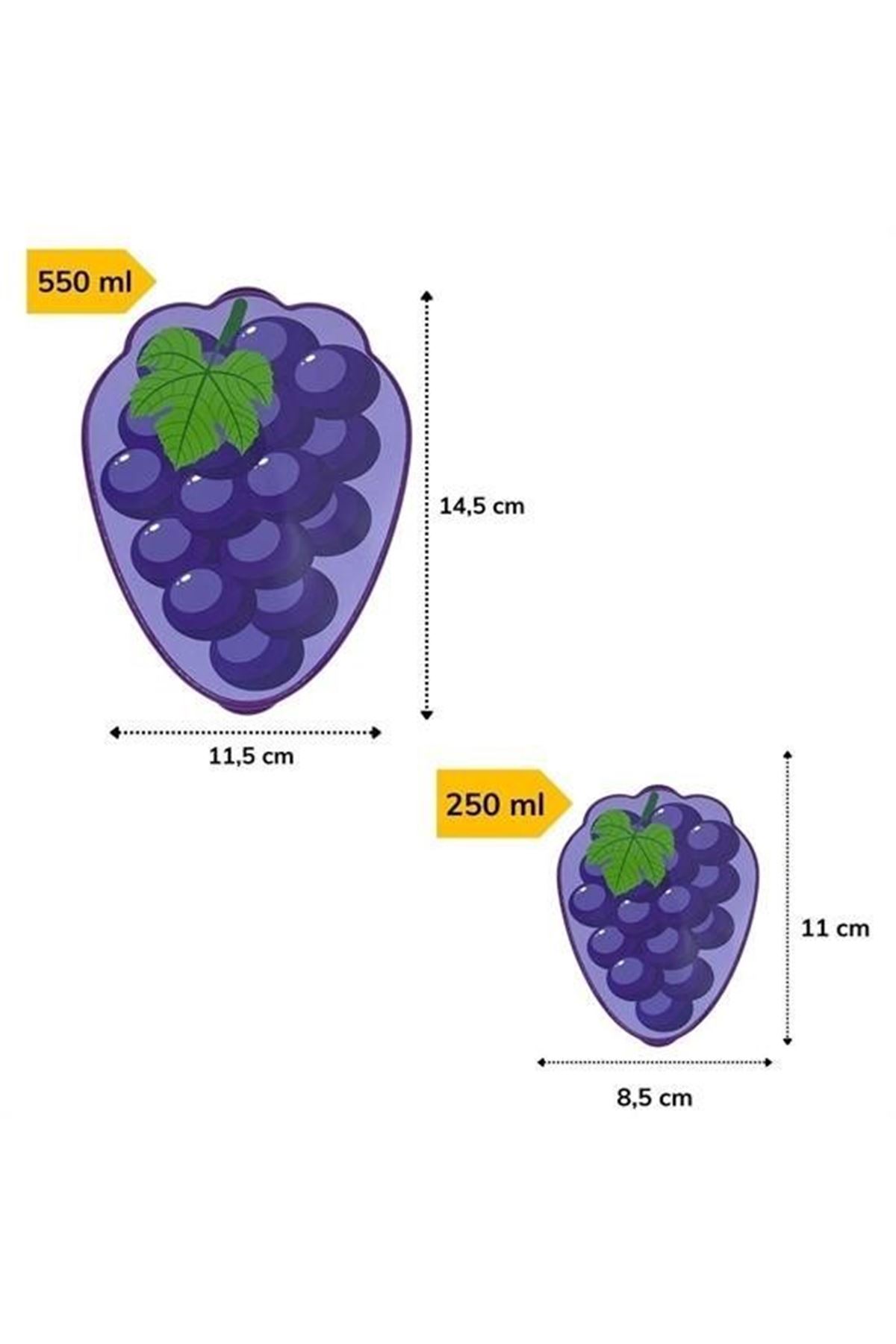 Tbl Dekor® 2'li İç İçe Geçebilen Üzüm Model Saklama ve Beslenme Kabı Seti (550 ml + 250 ml)