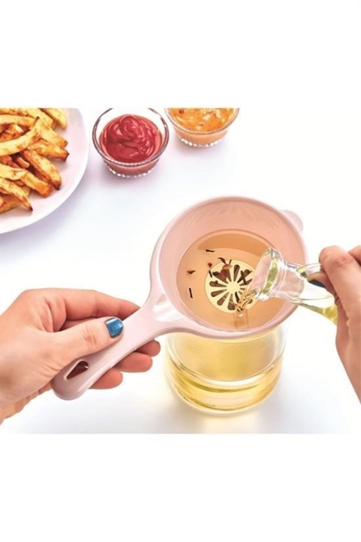 Tbl Dekor® Pratik İnce Elekli Mutfak Gereci Sıvı Yağ Süzgeci