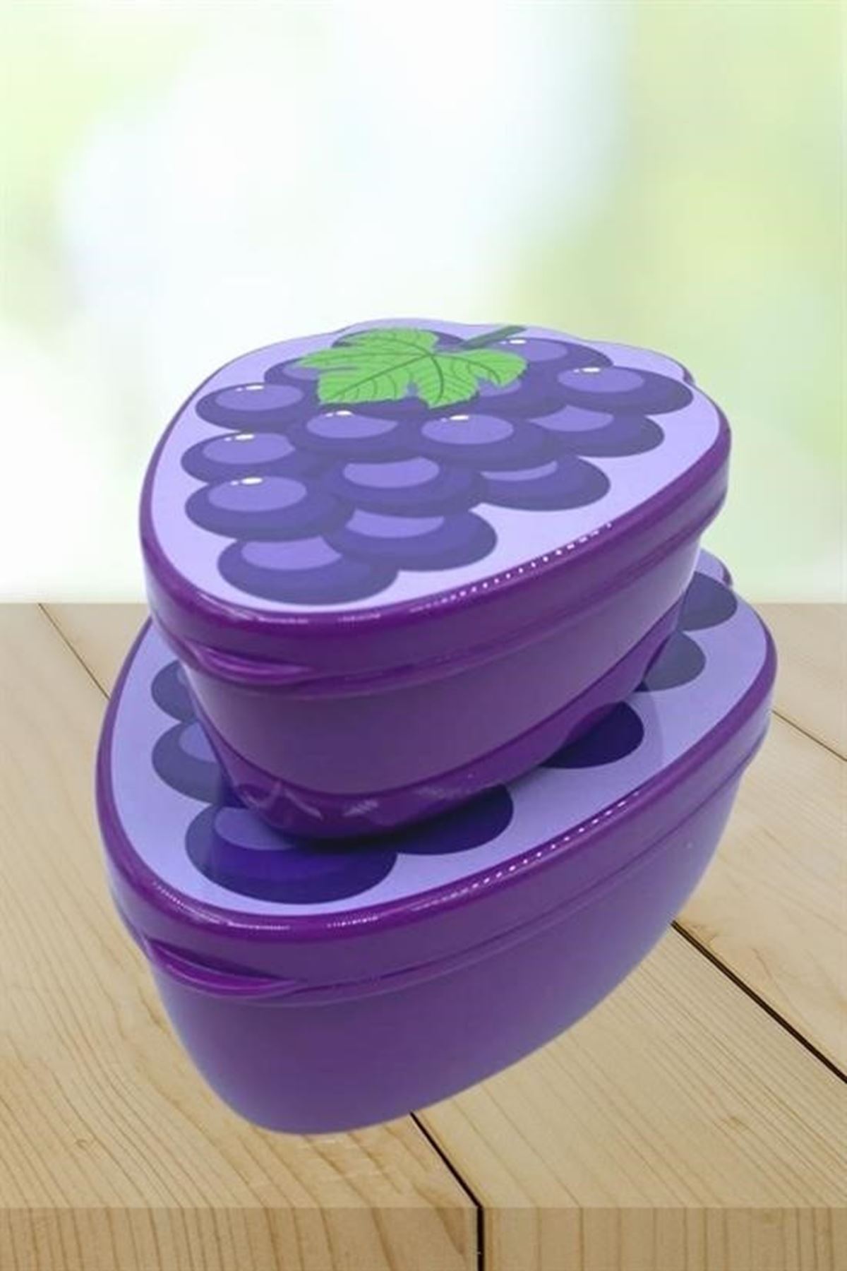 Tbl Dekor® 2'li İç İçe Geçebilen Üzüm Model Saklama ve Beslenme Kabı Seti (550 ml + 250 ml)