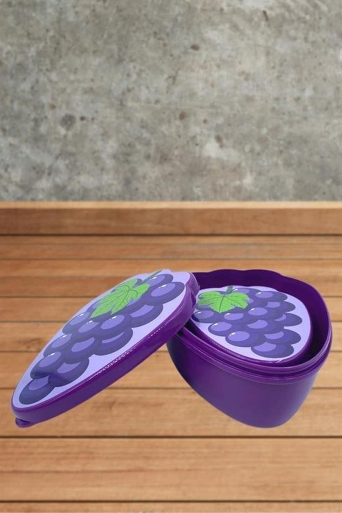 Tbl Dekor® 2'li İç İçe Geçebilen Üzüm Model Saklama ve Beslenme Kabı Seti (550 ml + 250 ml)