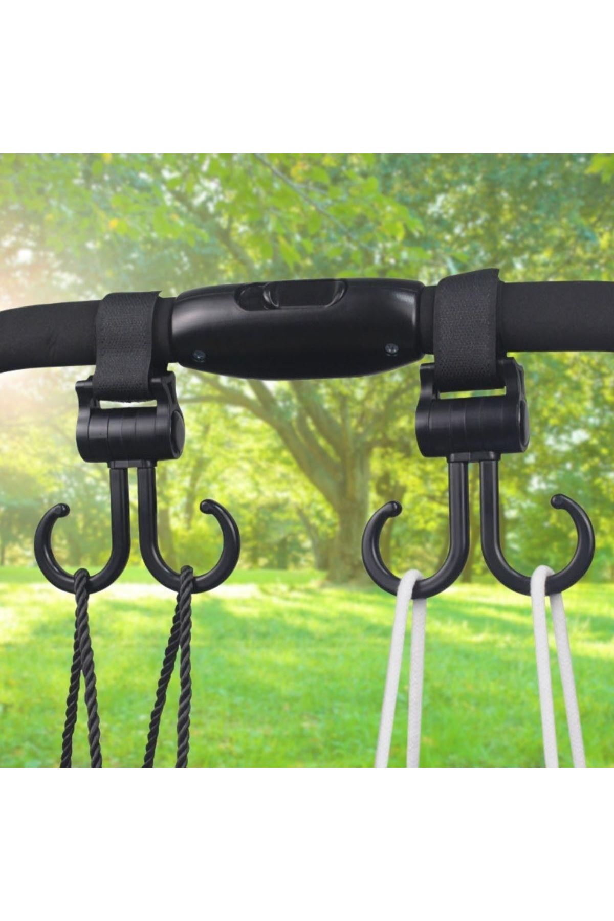 Tbl Dekor® 2li Bebek Arabasına Uyumlu Cırtlı  Eşya Taşıma Aparatı 360 Derece Dönebilen Plastik Kanca